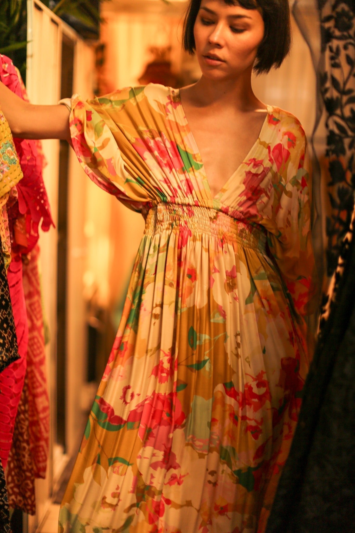 SILK DRESS PINA FLORAL - BANGKOK TAILOR CLOTHING STORE - HANDMADE CLOTHING