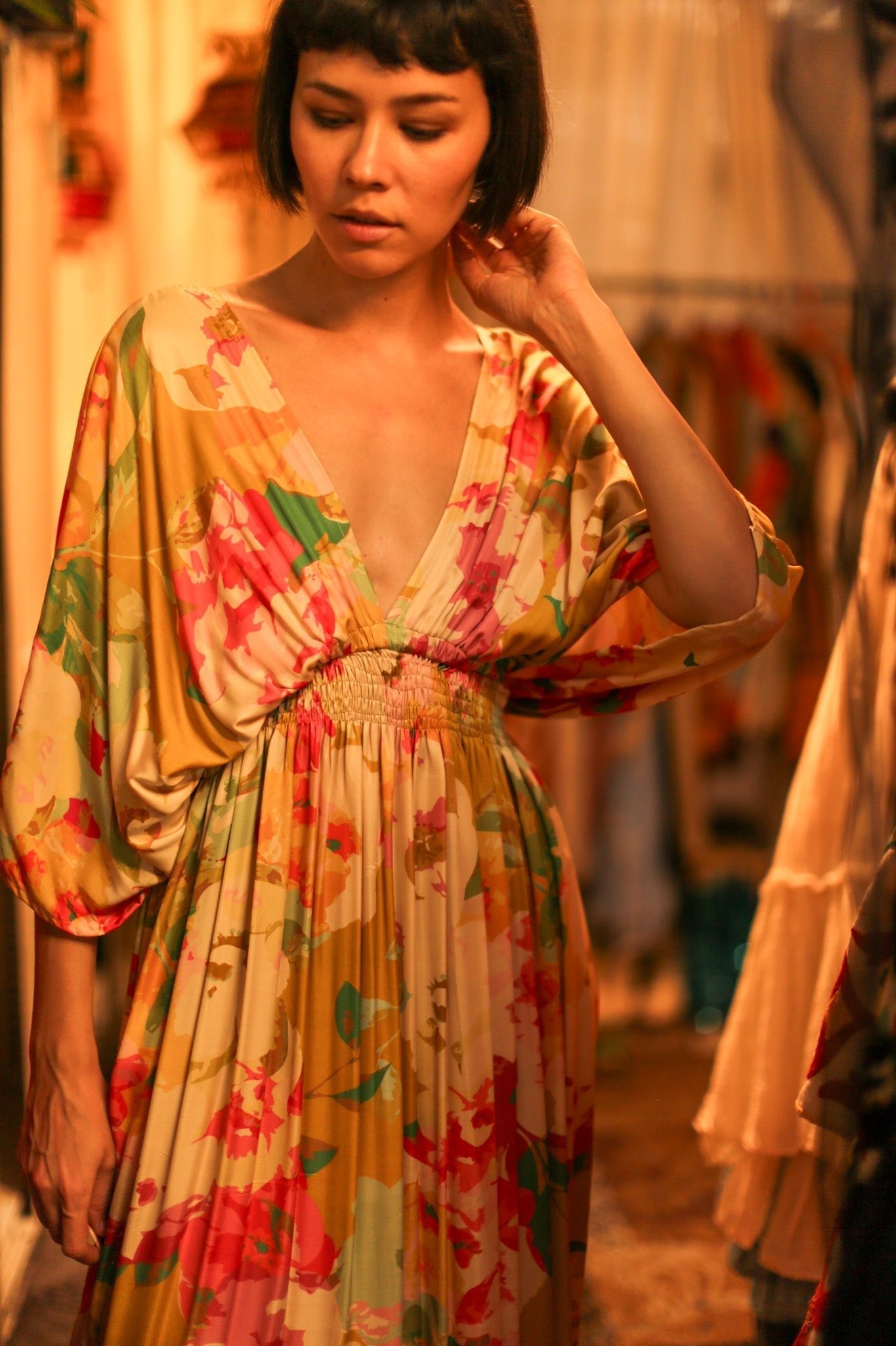 SILK DRESS PINA FLORAL - BANGKOK TAILOR CLOTHING STORE - HANDMADE CLOTHING