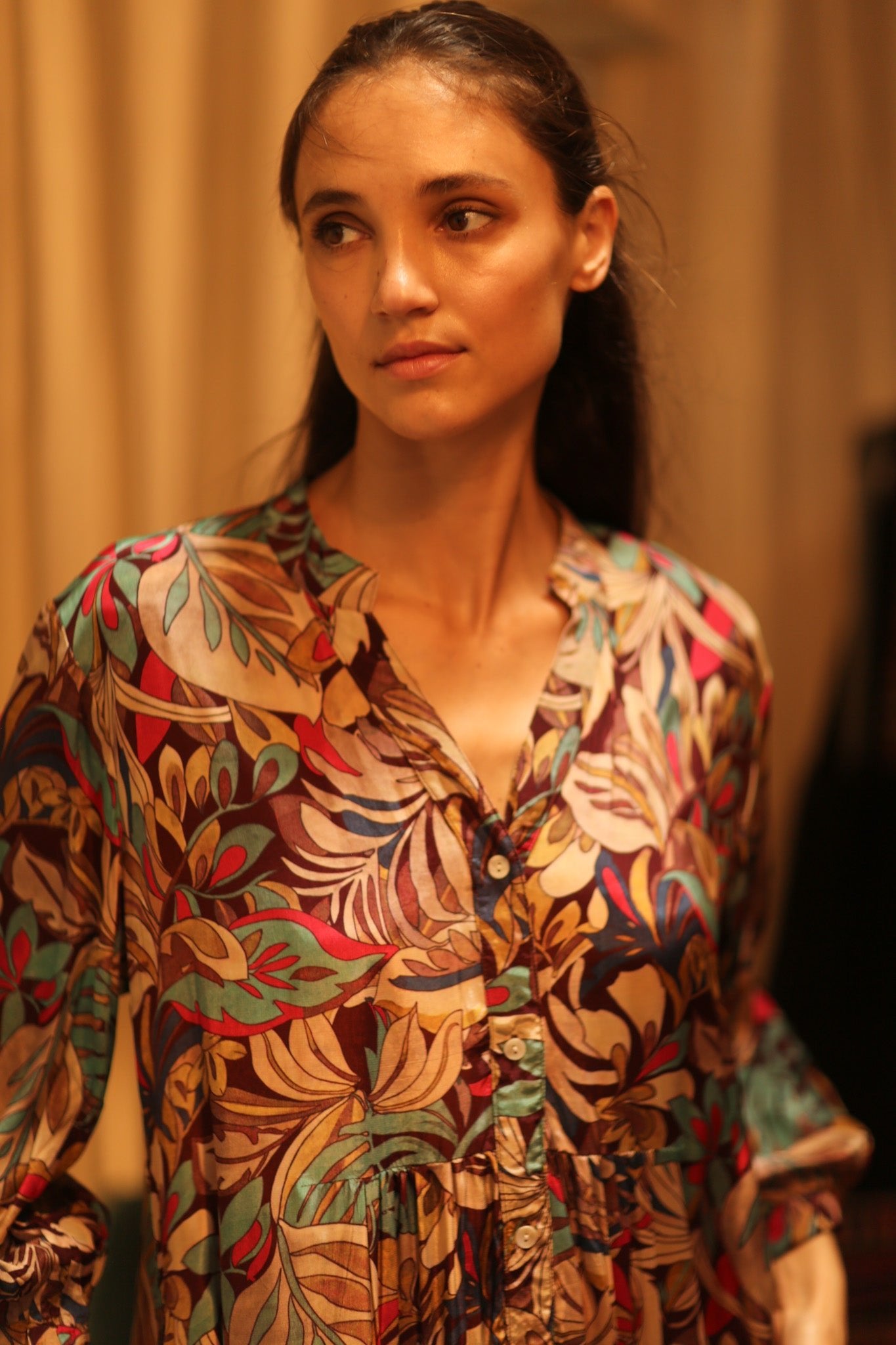 SILK DRESS SUSIE BROWN JUNGLE FEVER - BANGKOK TAILOR CLOTHING STORE - HANDMADE CLOTHING