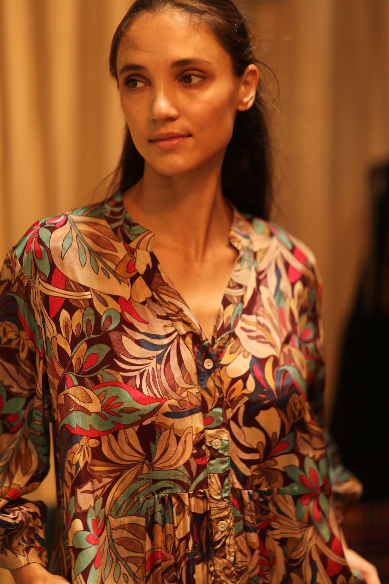 SILK DRESS SUSIE BROWN JUNGLE FEVER - BANGKOK TAILOR CLOTHING STORE - HANDMADE CLOTHING