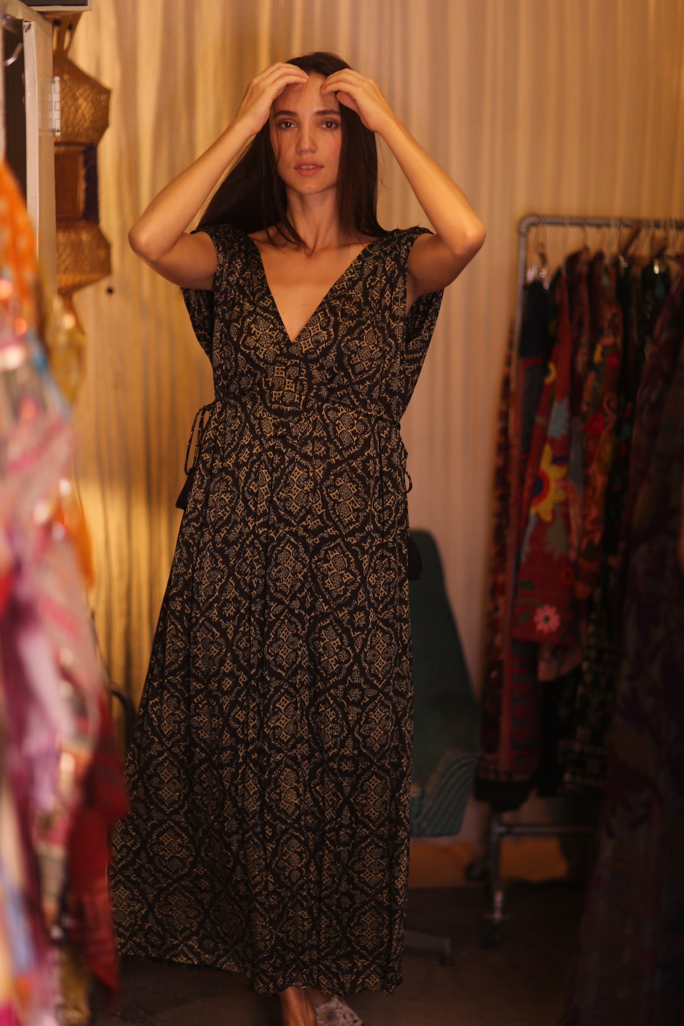 SILK DRESS VICTORIA BROWNY - BANGKOK TAILOR CLOTHING STORE - HANDMADE CLOTHING