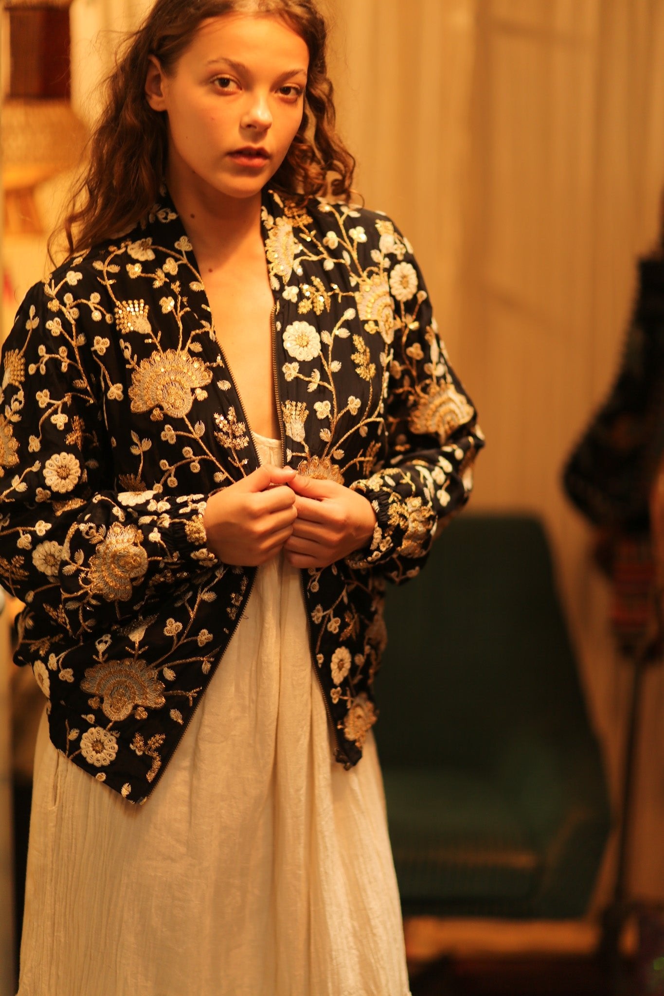 SILK EMBROIDERED BOMBER JACKET LISA - BANGKOK TAILOR CLOTHING STORE - HANDMADE CLOTHING