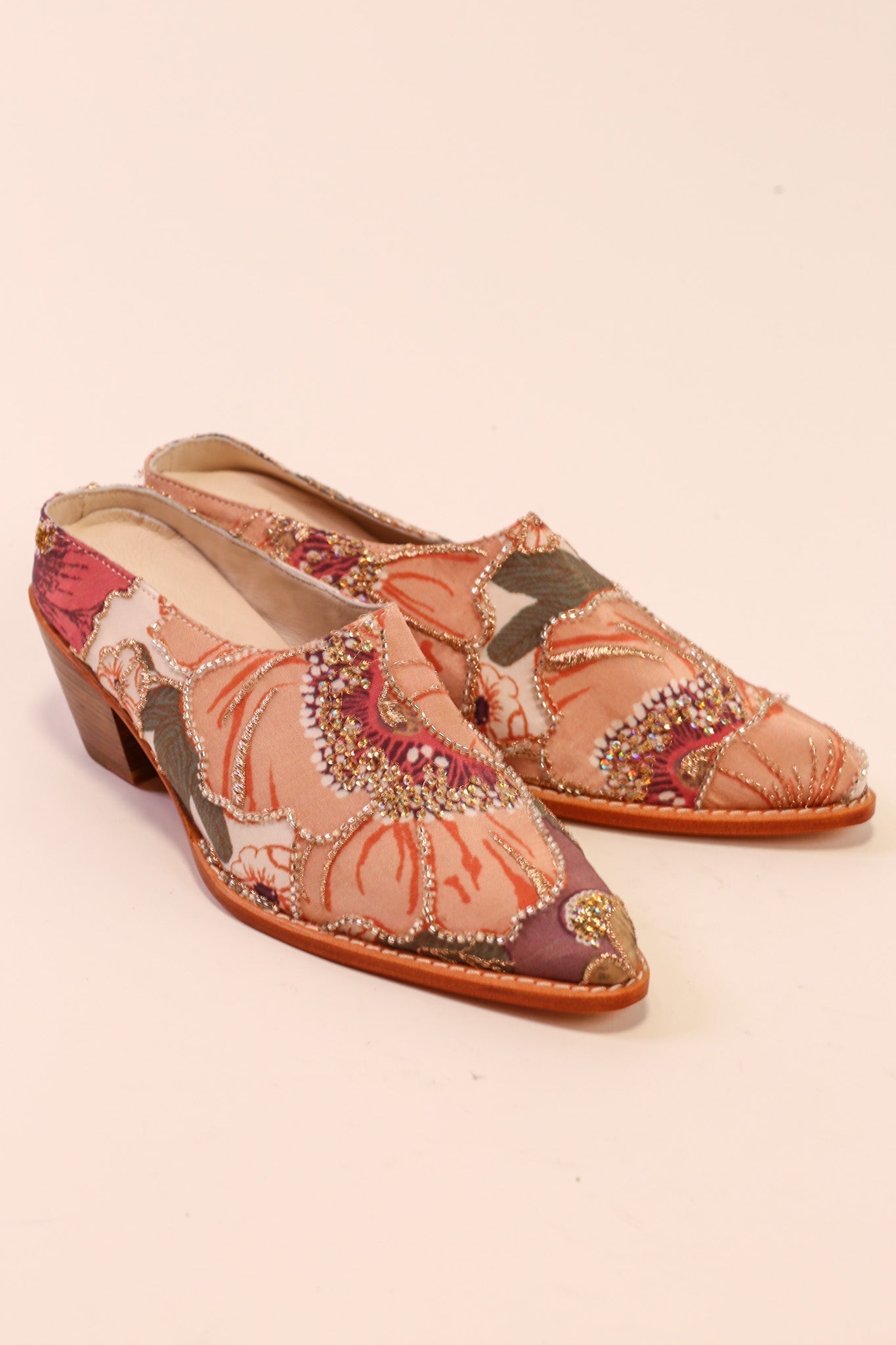 SILK EMBROIDERED MULES LINA - BANGKOK TAILOR CLOTHING STORE - HANDMADE CLOTHING