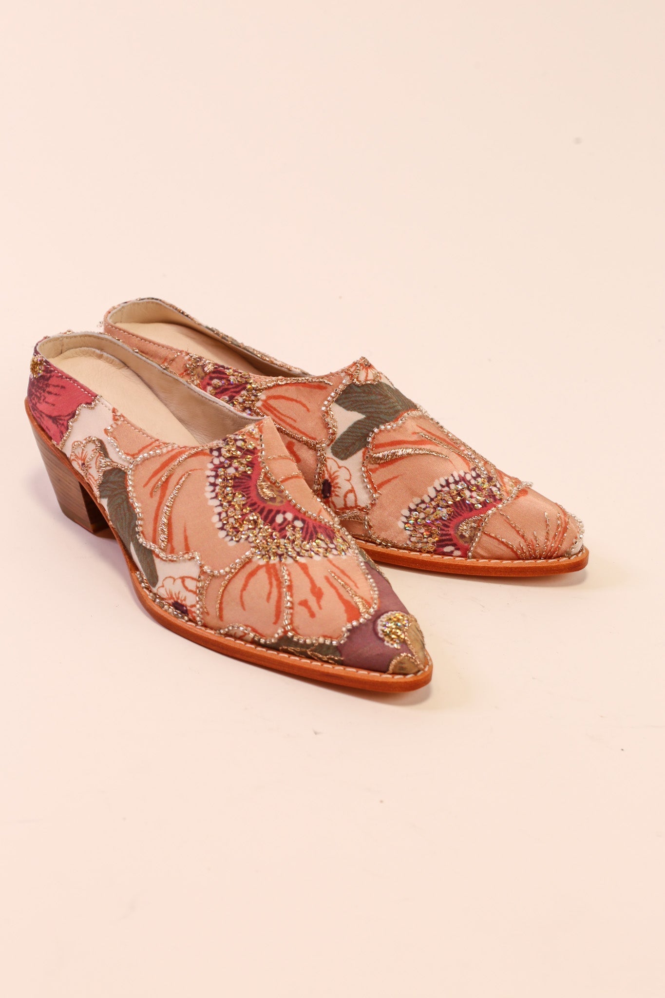 SILK EMBROIDERED MULES LINA - BANGKOK TAILOR CLOTHING STORE - HANDMADE CLOTHING