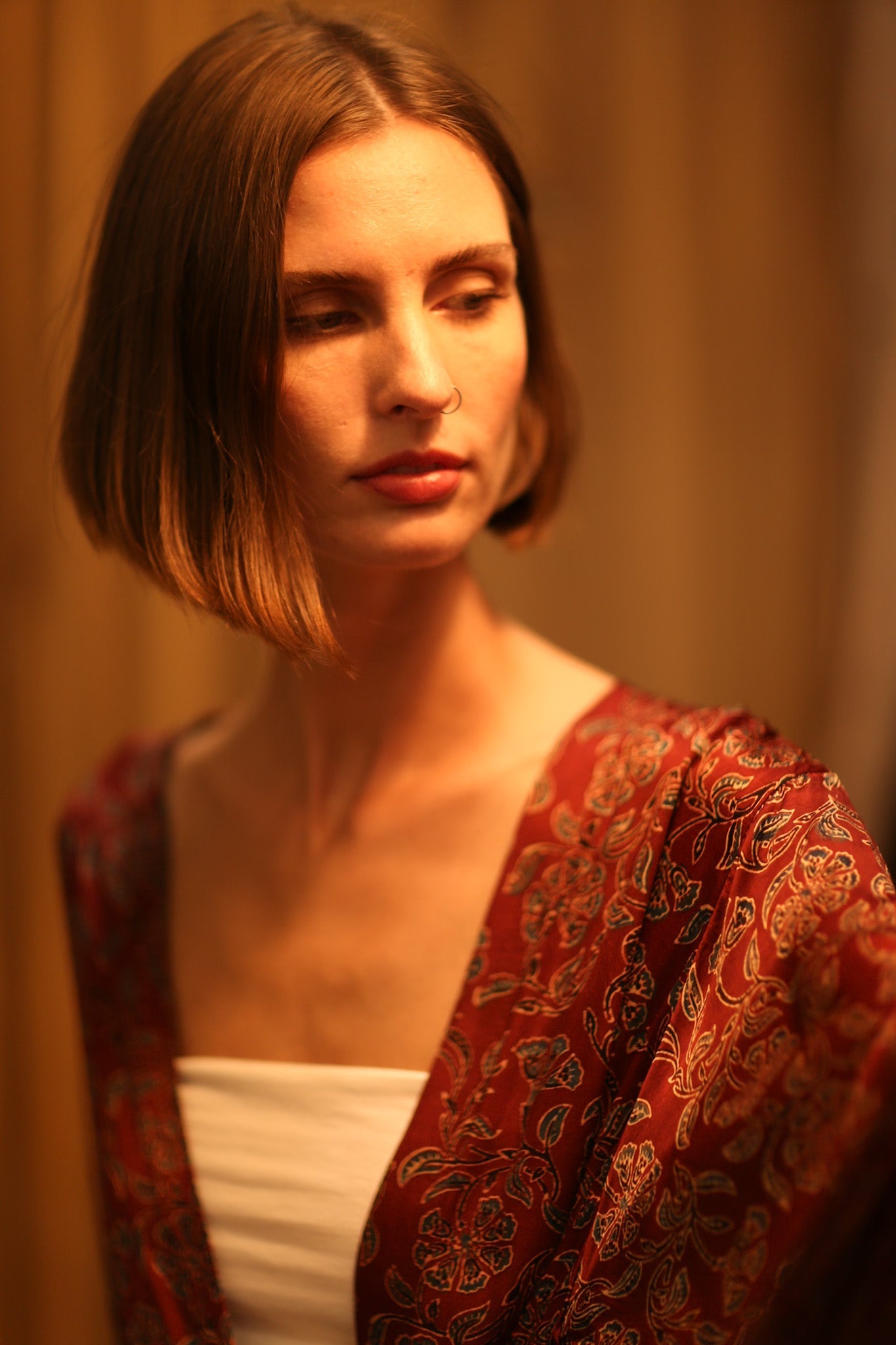 SILK HAND BLOCK PRINT KIMONO PINA BOENZA - BANGKOK TAILOR CLOTHING STORE - HANDMADE CLOTHING