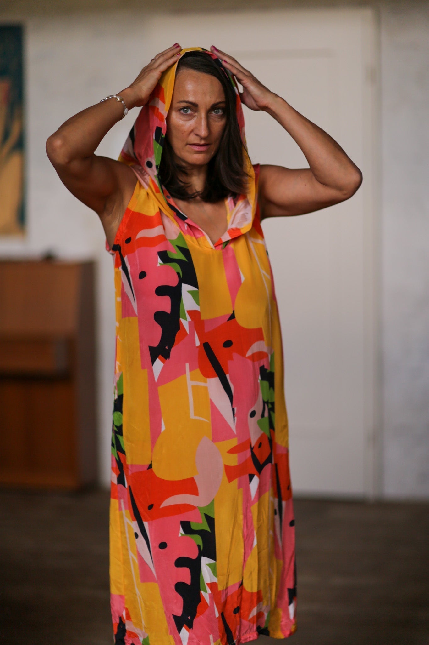 SILK HOODIE DRESS DILLA - BANGKOK TAILOR CLOTHING STORE - HANDMADE CLOTHING