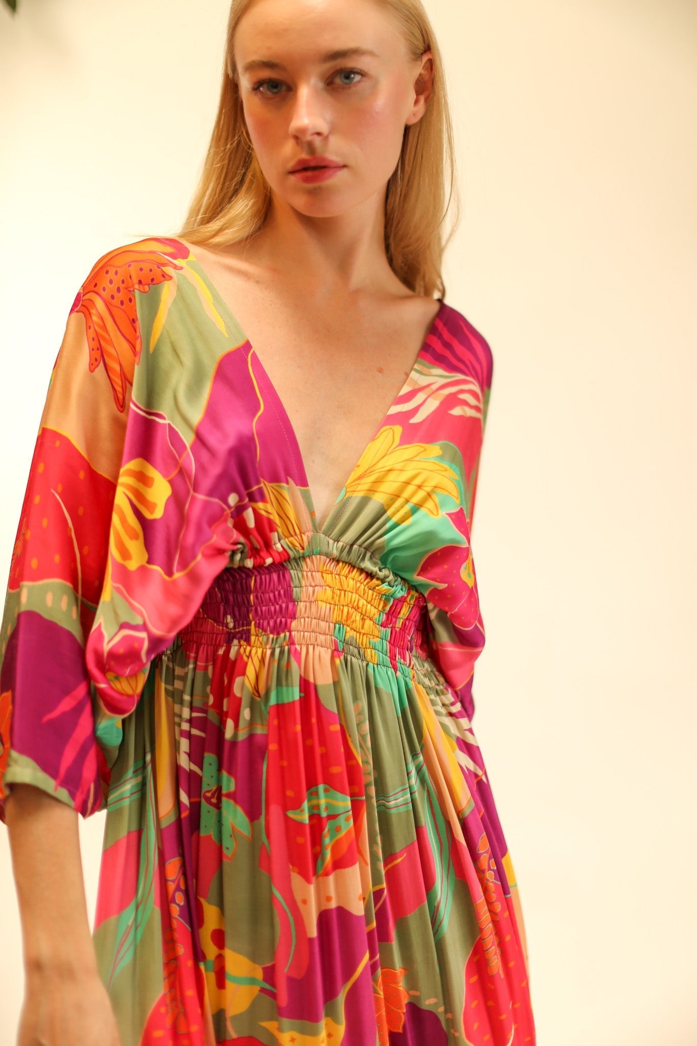 SILK KAFTAN DRESS HILLARY - BANGKOK TAILOR CLOTHING STORE - HANDMADE CLOTHING