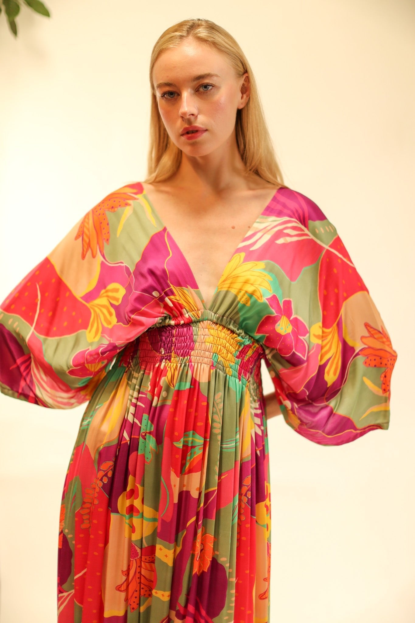 SILK KAFTAN DRESS HILLARY - BANGKOK TAILOR CLOTHING STORE - HANDMADE CLOTHING