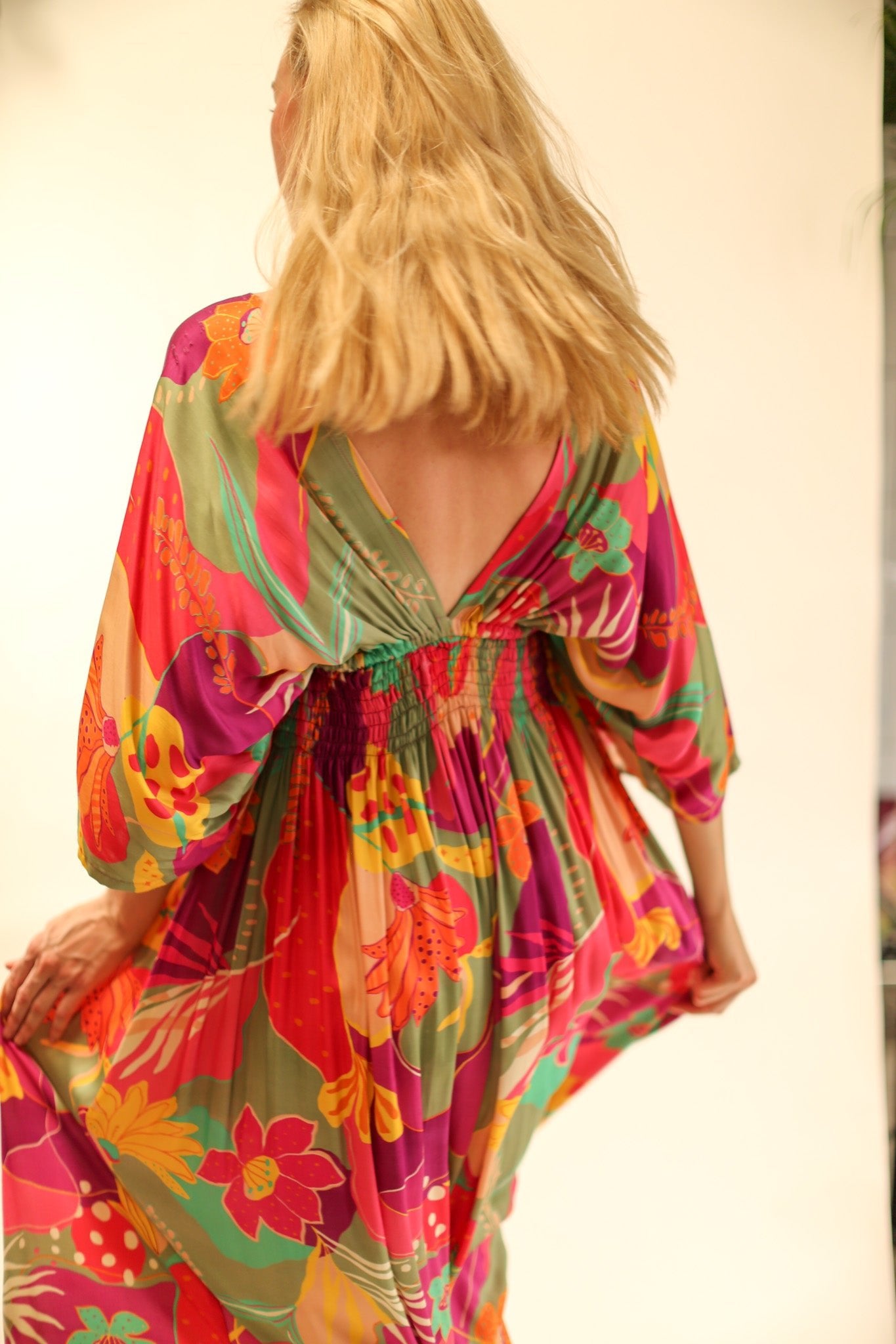 SILK KAFTAN DRESS HILLARY - BANGKOK TAILOR CLOTHING STORE - HANDMADE CLOTHING