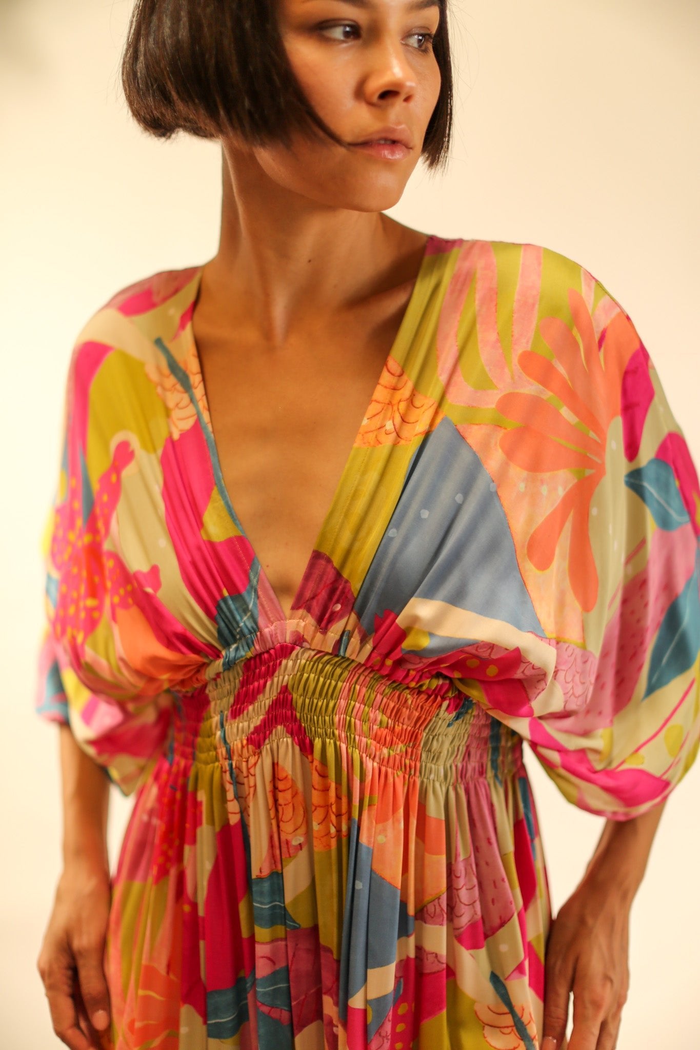 SILK KAFTAN DRESS LILLY - BANGKOK TAILOR CLOTHING STORE - HANDMADE CLOTHING