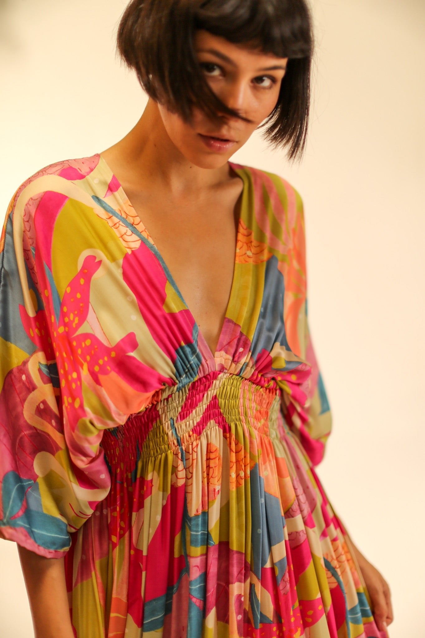 SILK KAFTAN DRESS LILLY - BANGKOK TAILOR CLOTHING STORE - HANDMADE CLOTHING