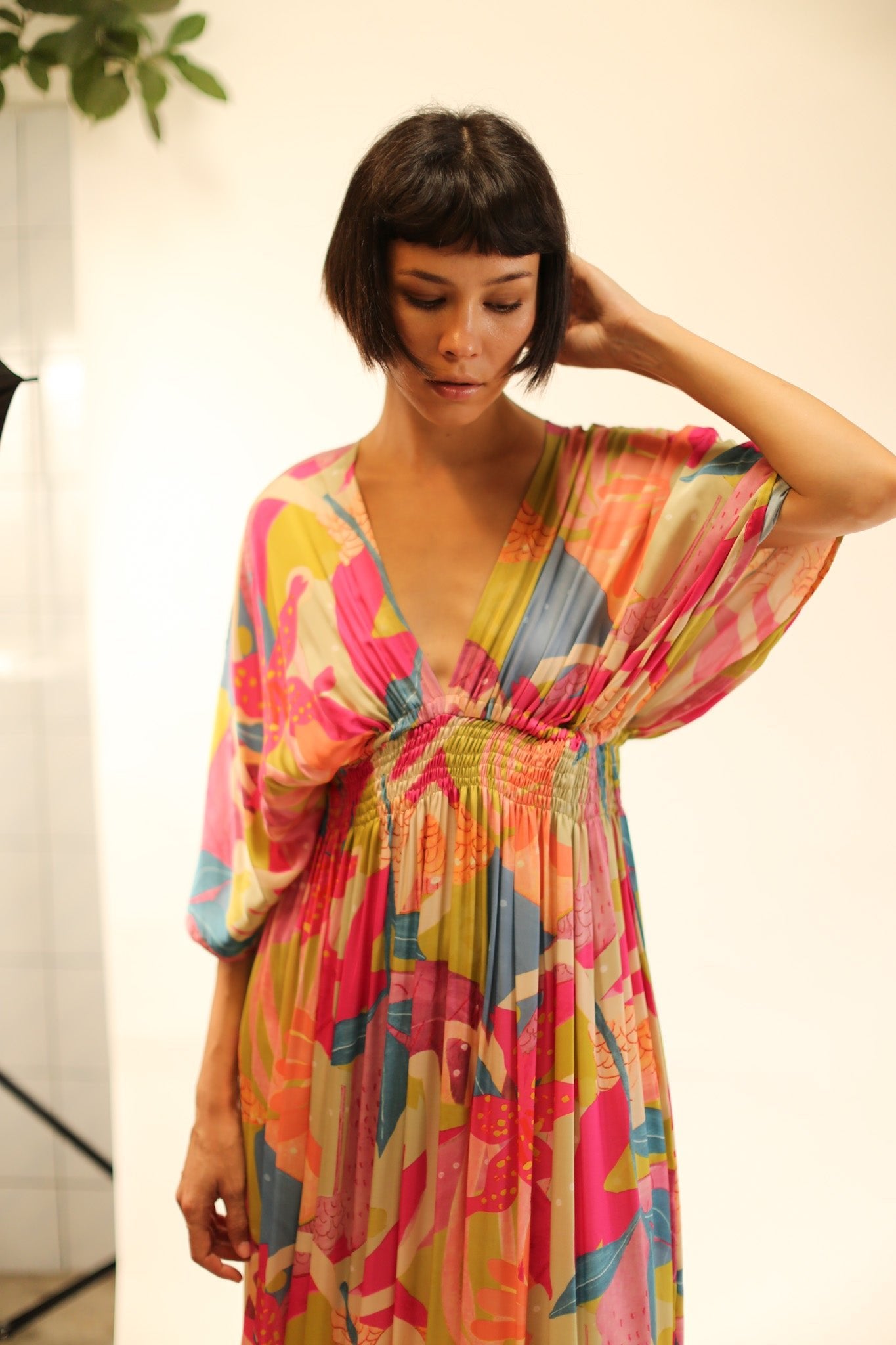 SILK KAFTAN DRESS LILLY - BANGKOK TAILOR CLOTHING STORE - HANDMADE CLOTHING