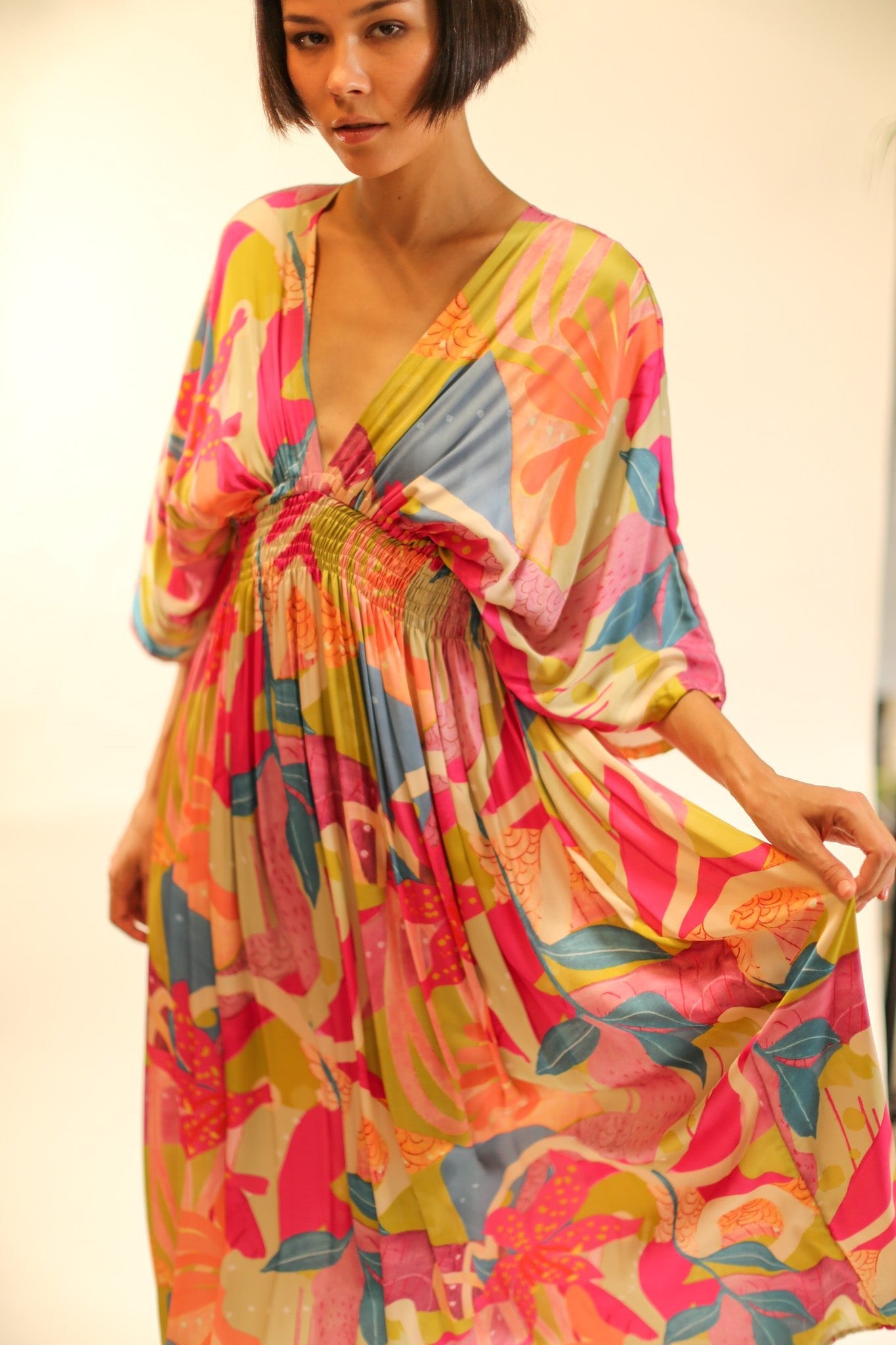 SILK KAFTAN DRESS LILLY - BANGKOK TAILOR CLOTHING STORE - HANDMADE CLOTHING