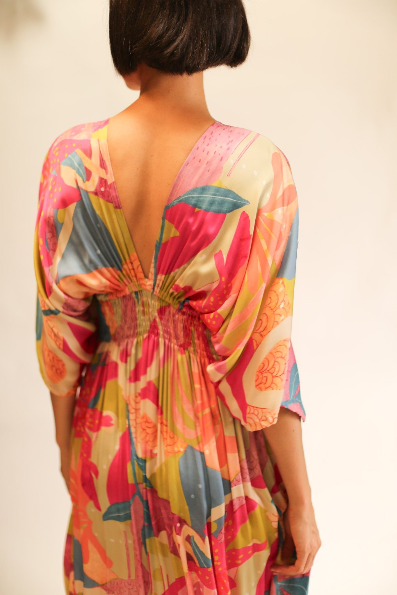 SILK KAFTAN DRESS LILLY - BANGKOK TAILOR CLOTHING STORE - HANDMADE CLOTHING