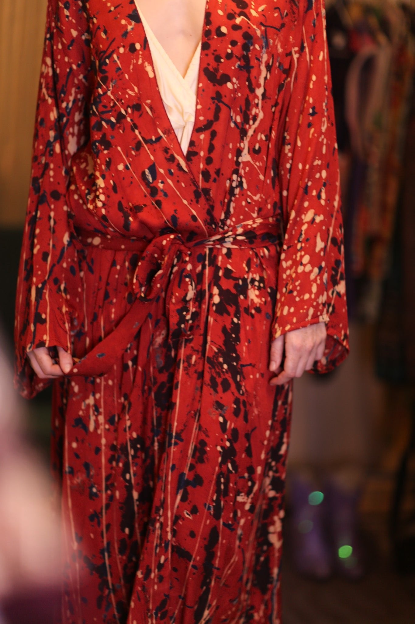 SILK KIMONO CONSTANCA DELLI WITH BELT - BANGKOK TAILOR CLOTHING STORE - HANDMADE CLOTHING