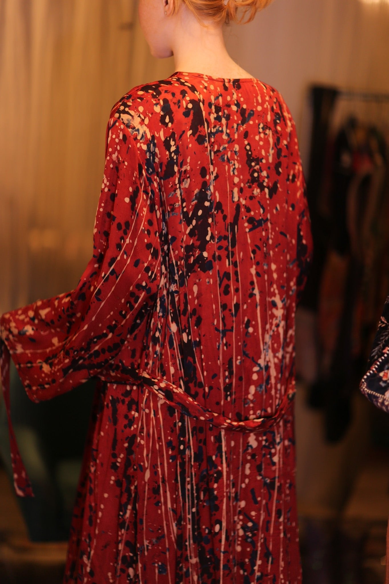 SILK KIMONO CONSTANCA DELLI WITH BELT - BANGKOK TAILOR CLOTHING STORE - HANDMADE CLOTHING