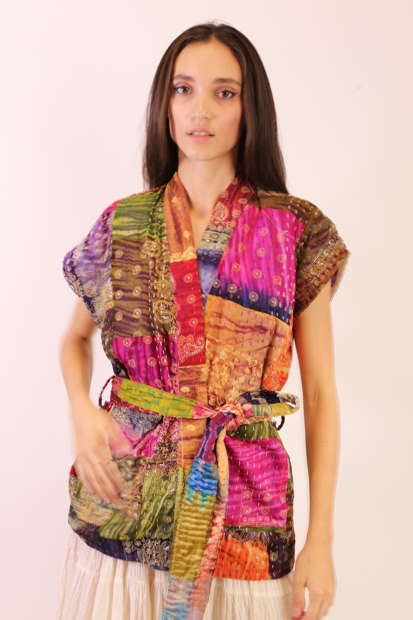 SILK PATCHWORK VEST SINA - BANGKOK TAILOR CLOTHING STORE - HANDMADE CLOTHING