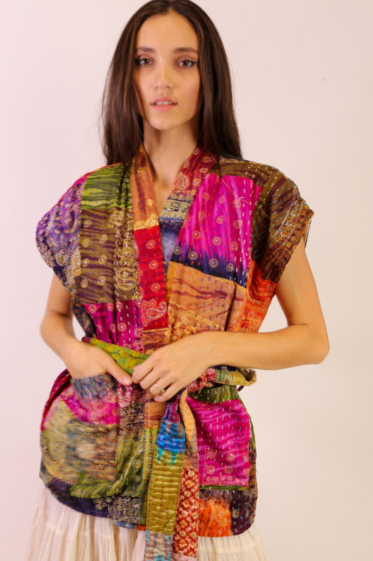 SILK PATCHWORK VEST SINA - BANGKOK TAILOR CLOTHING STORE - HANDMADE CLOTHING