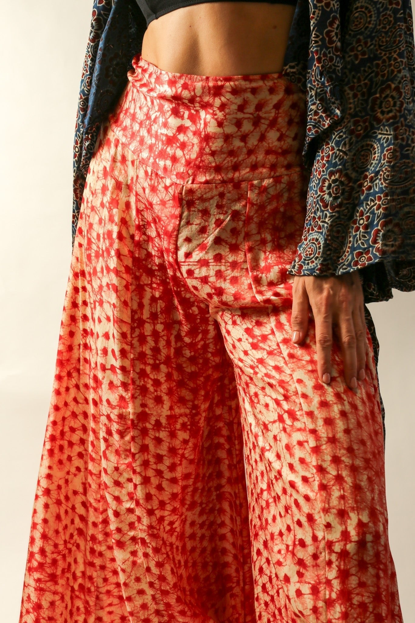 SILK PINK DOT WIDE LEG PANTS - BANGKOK TAILOR CLOTHING STORE - HANDMADE CLOTHING