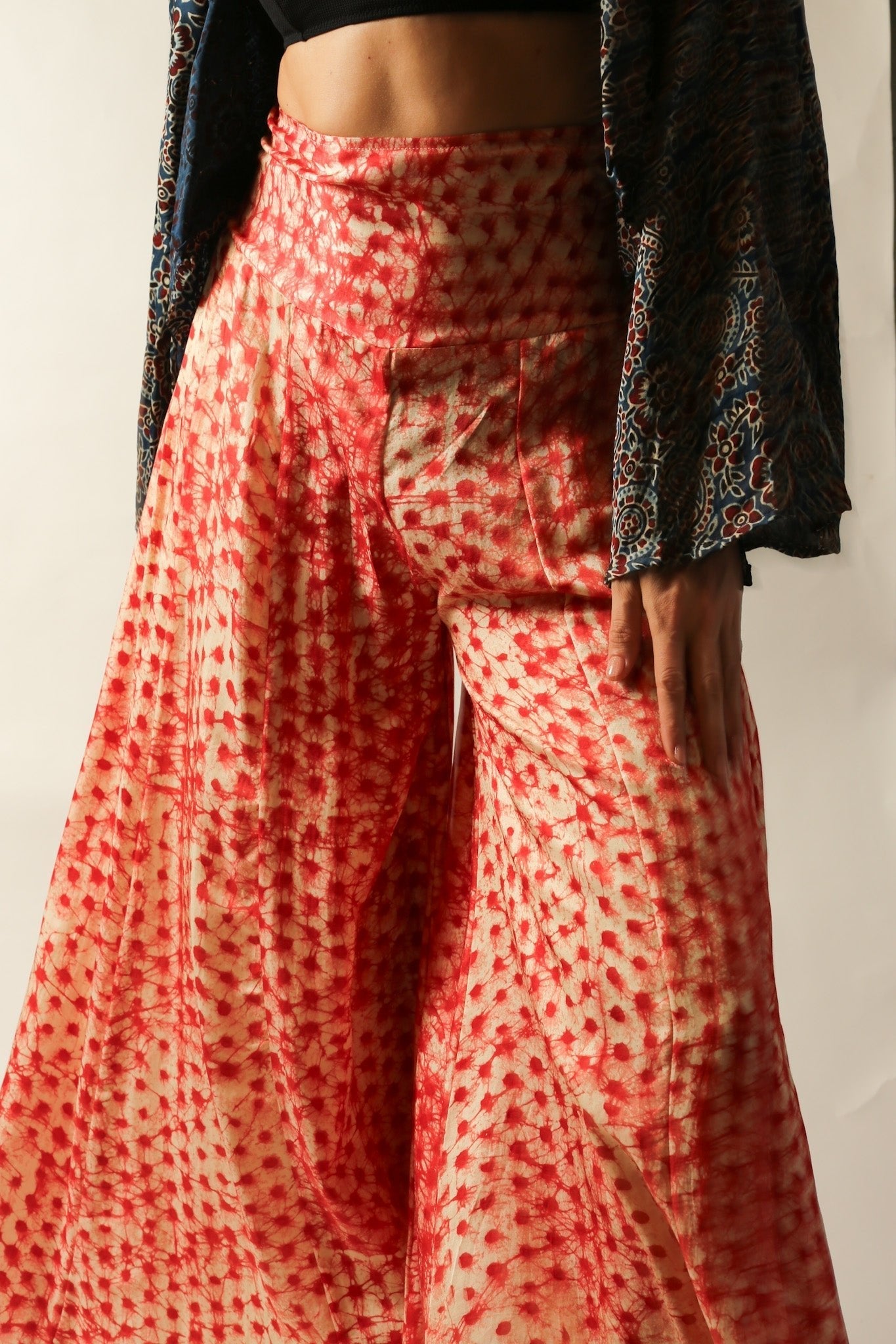 SILK PINK DOT WIDE LEG PANTS - BANGKOK TAILOR CLOTHING STORE - HANDMADE CLOTHING