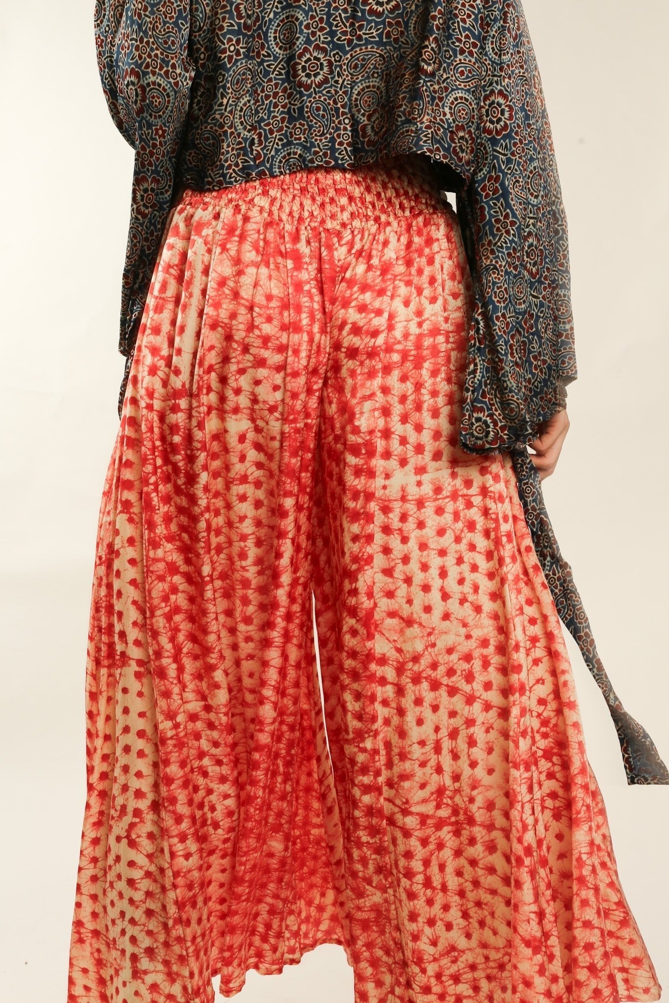 SILK PINK DOT WIDE LEG PANTS - BANGKOK TAILOR CLOTHING STORE - HANDMADE CLOTHING