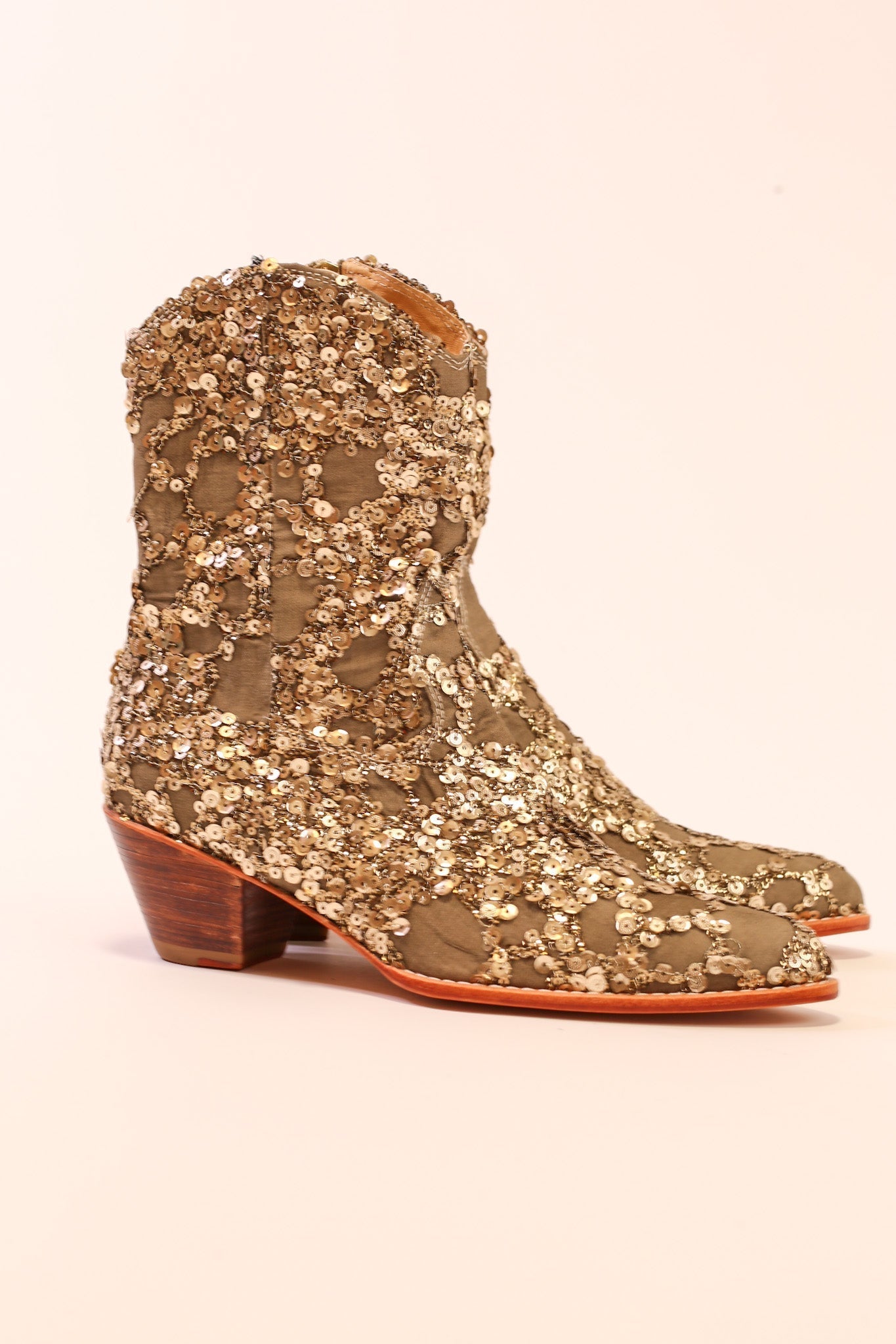 SILK SEQUIN EMBROIDERED BOOTS LOREN - BANGKOK TAILOR CLOTHING STORE - HANDMADE CLOTHING