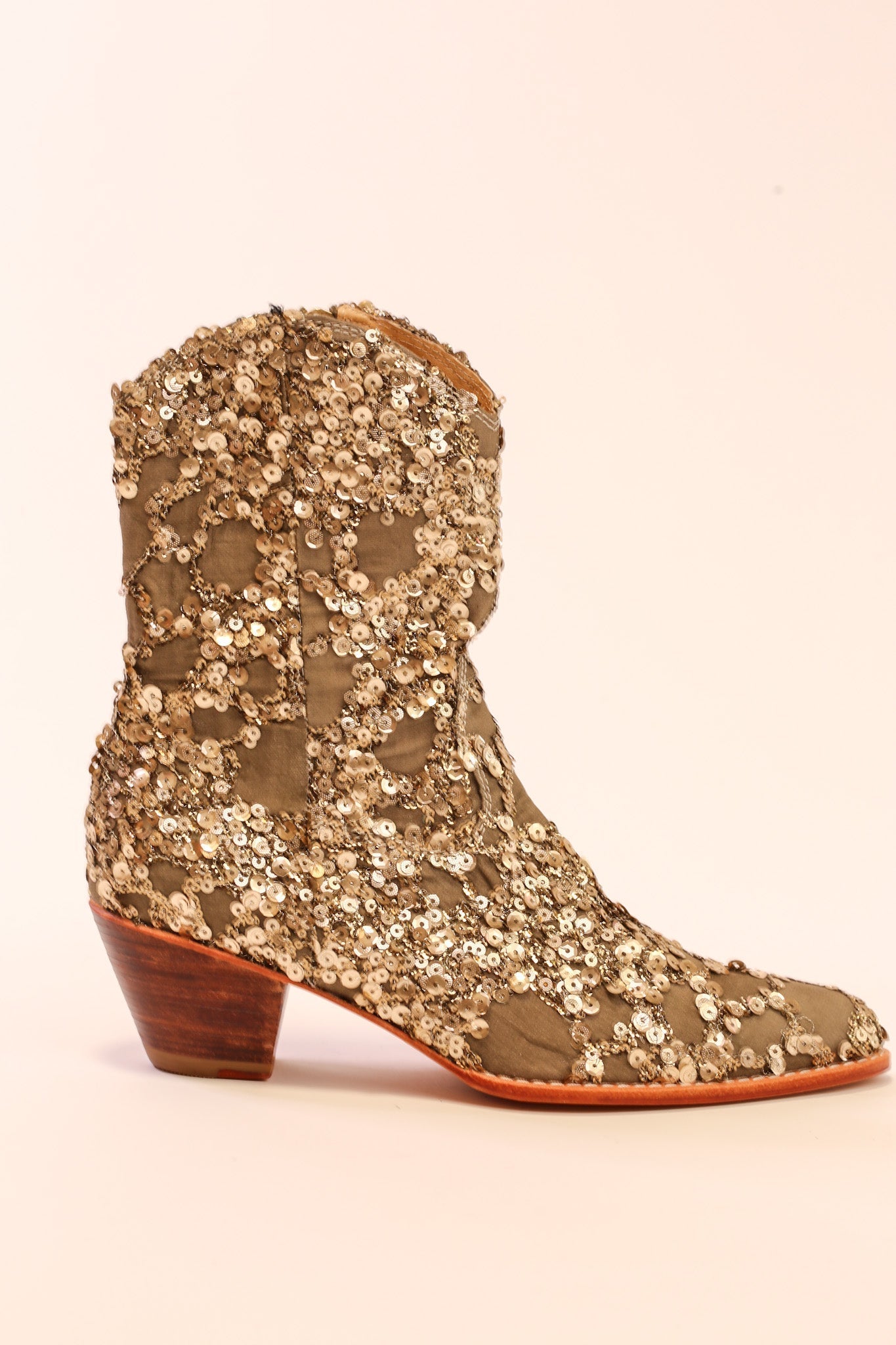 SILK SEQUIN EMBROIDERED BOOTS LOREN - BANGKOK TAILOR CLOTHING STORE - HANDMADE CLOTHING