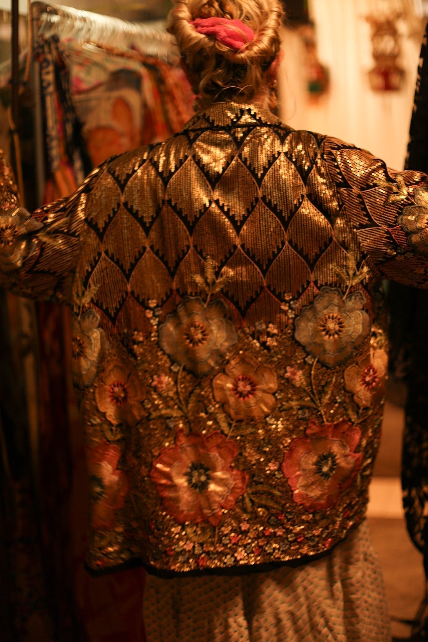 SILK SEQUIN EMBROIDERED KIMONO CECILIA - BANGKOK TAILOR CLOTHING STORE - HANDMADE CLOTHING