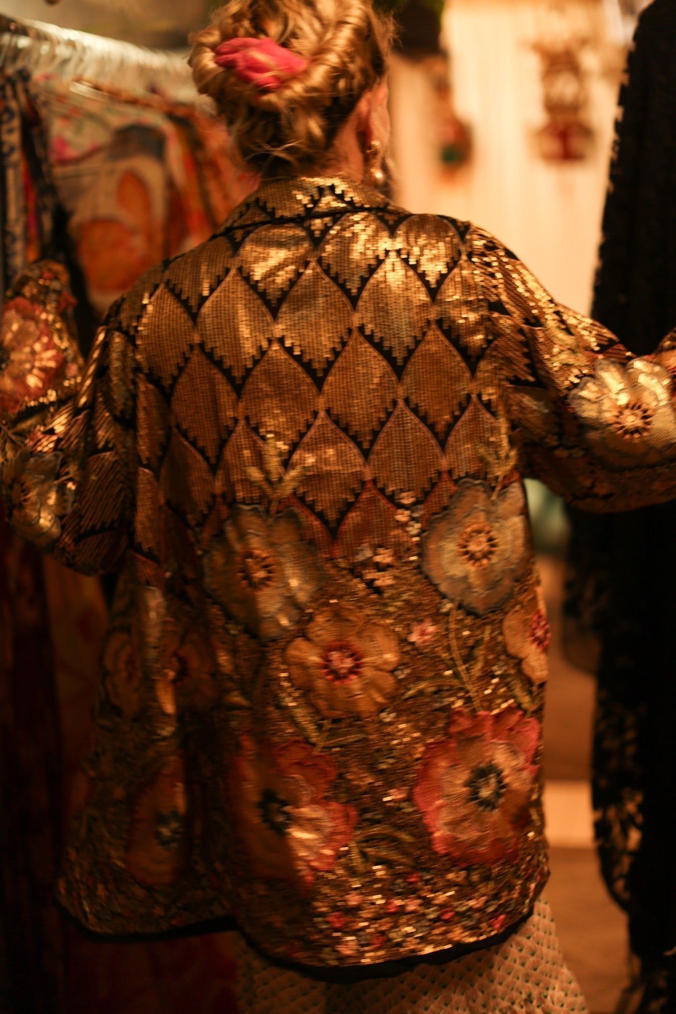 SILK SEQUIN EMBROIDERED KIMONO CECILIA - BANGKOK TAILOR CLOTHING STORE - HANDMADE CLOTHING