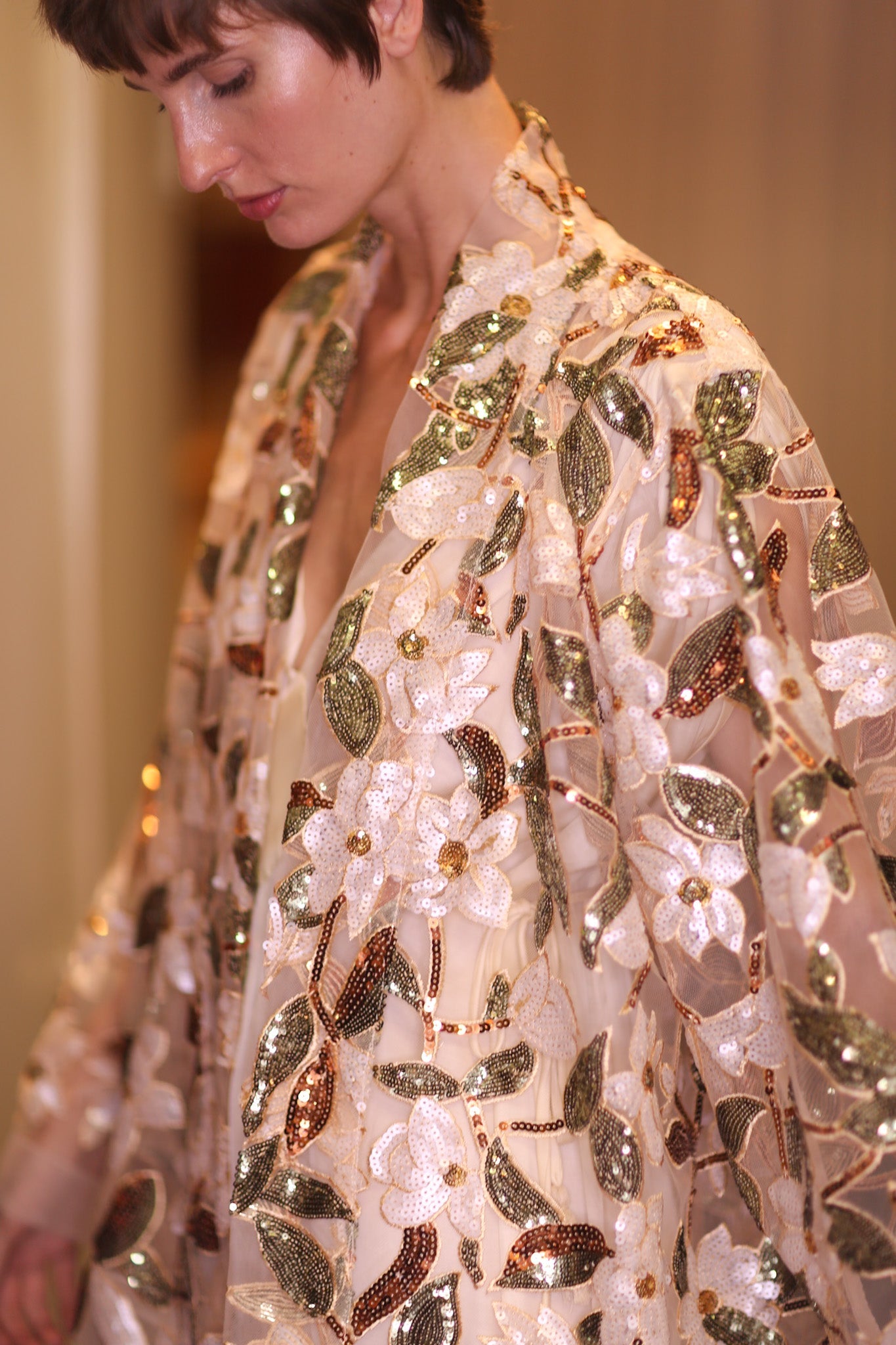 SILK SHORT KIMONO AMBER - BANGKOK TAILOR CLOTHING STORE - HANDMADE CLOTHING