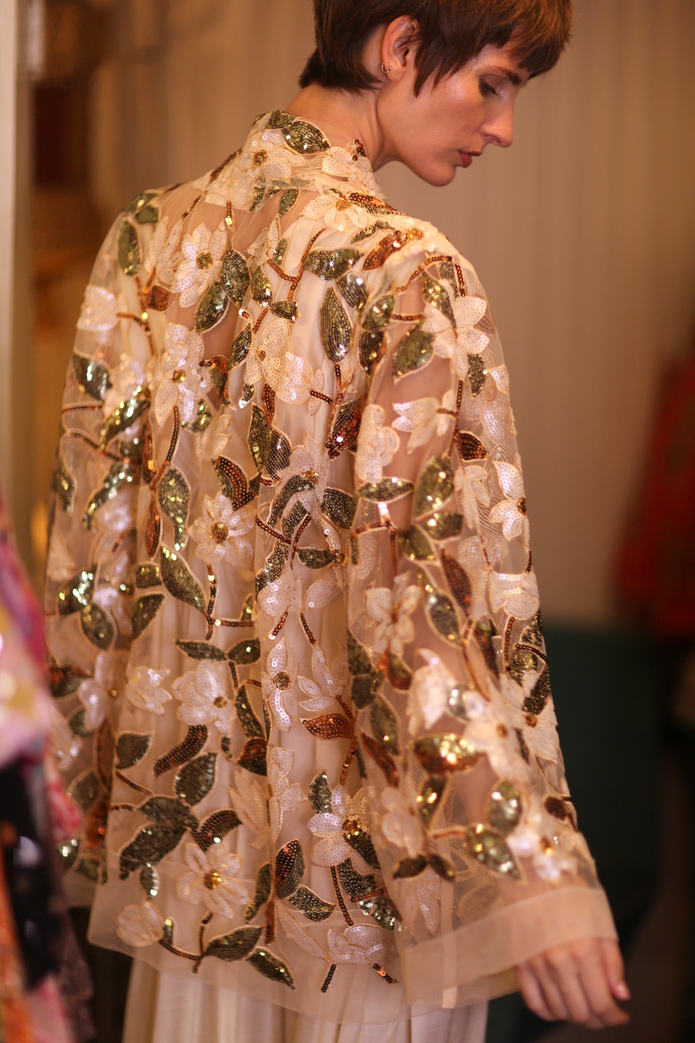 SILK SHORT KIMONO AMBER - BANGKOK TAILOR CLOTHING STORE - HANDMADE CLOTHING