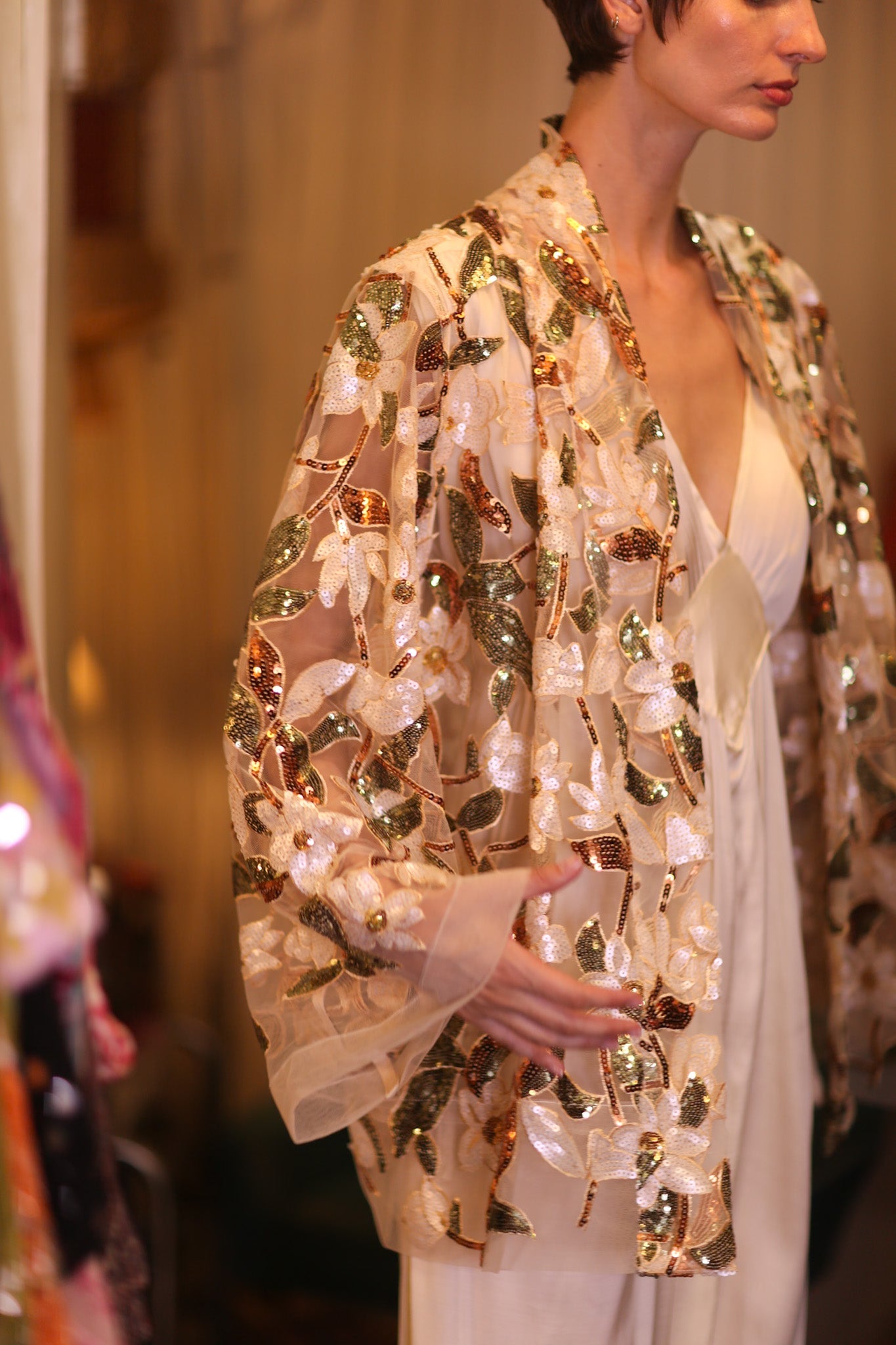 SILK SHORT KIMONO AMBER - BANGKOK TAILOR CLOTHING STORE - HANDMADE CLOTHING