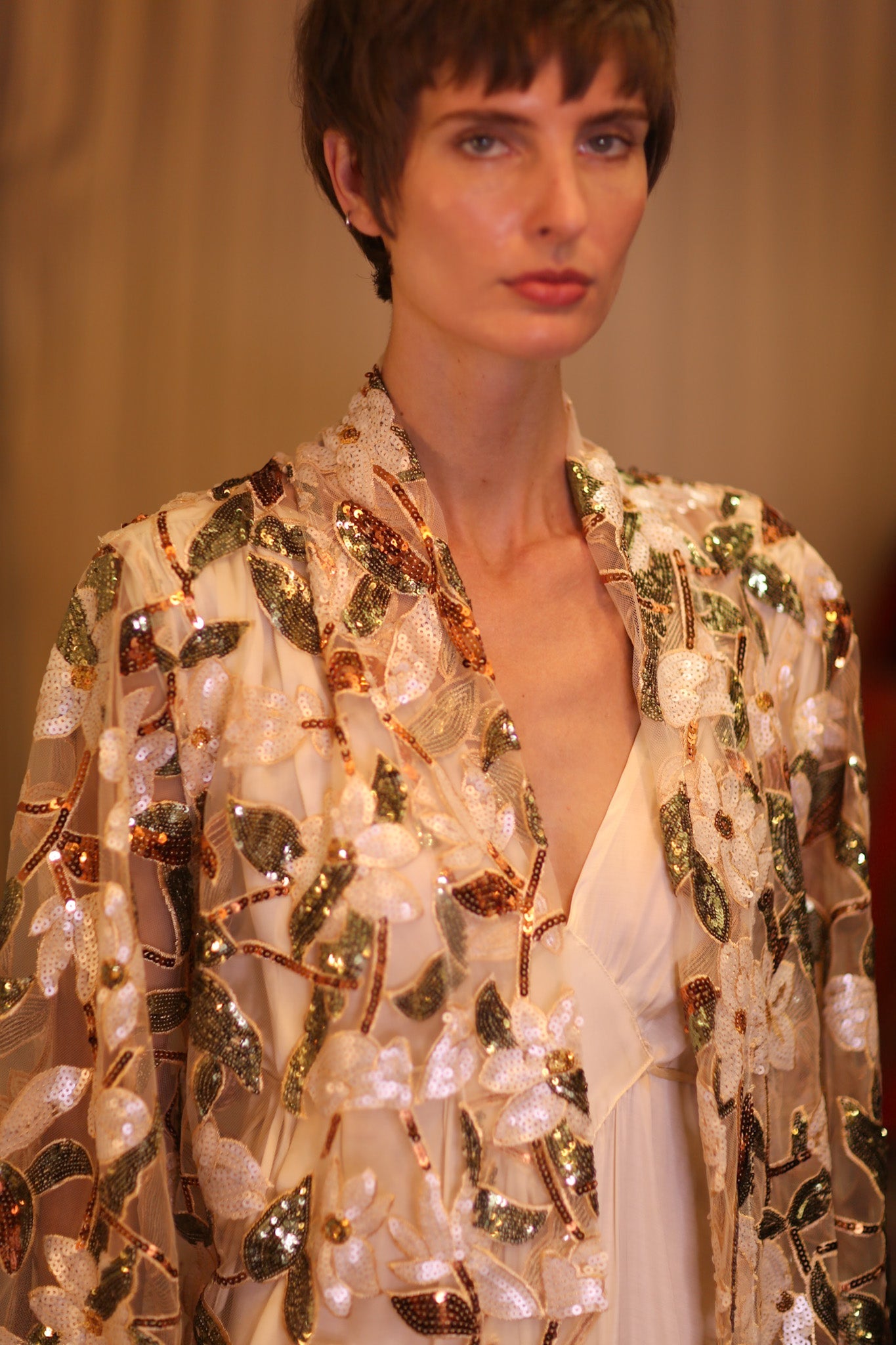 SILK SHORT KIMONO AMBER - BANGKOK TAILOR CLOTHING STORE - HANDMADE CLOTHING