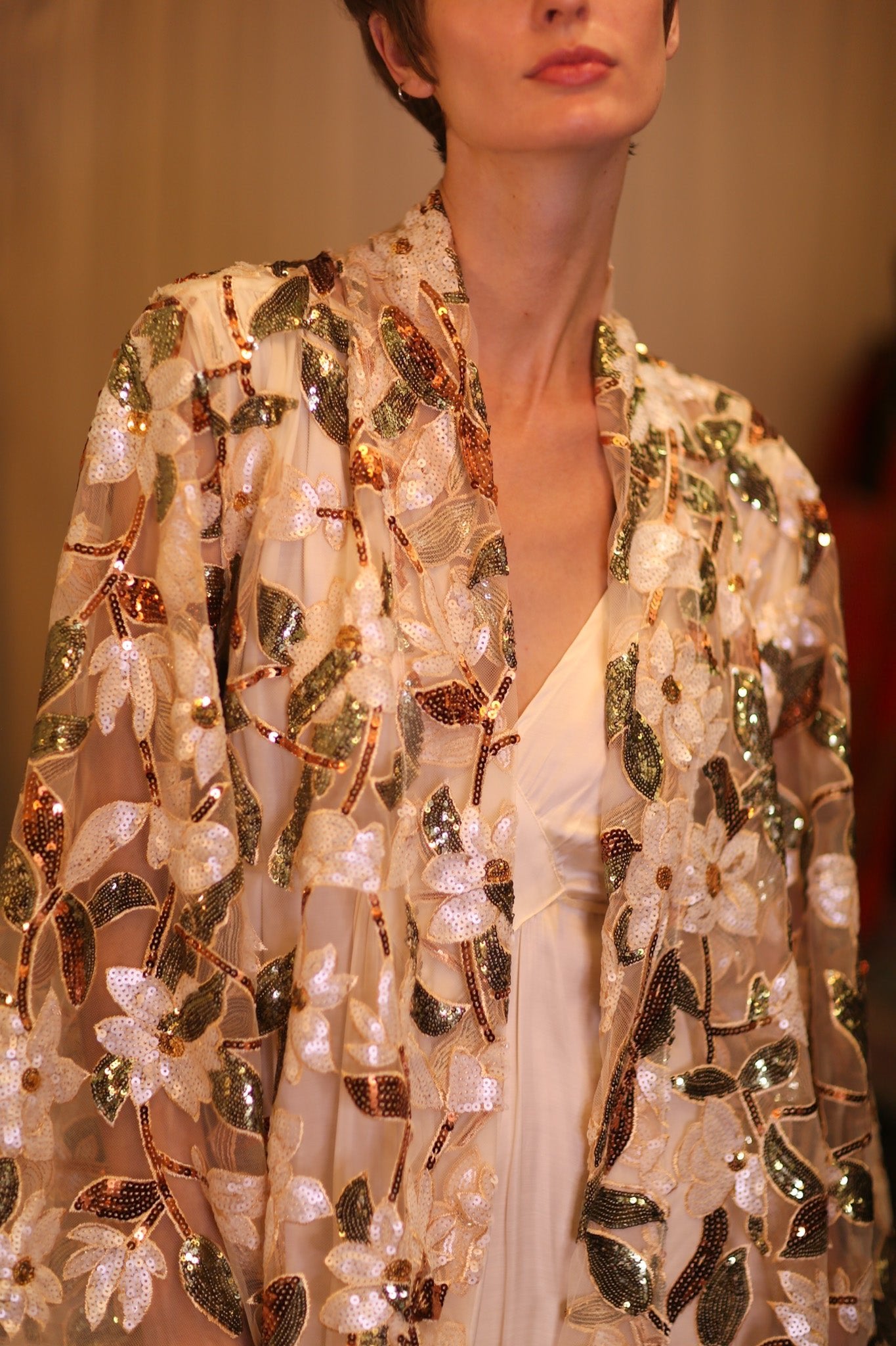 SILK SHORT KIMONO AMBER - BANGKOK TAILOR CLOTHING STORE - HANDMADE CLOTHING