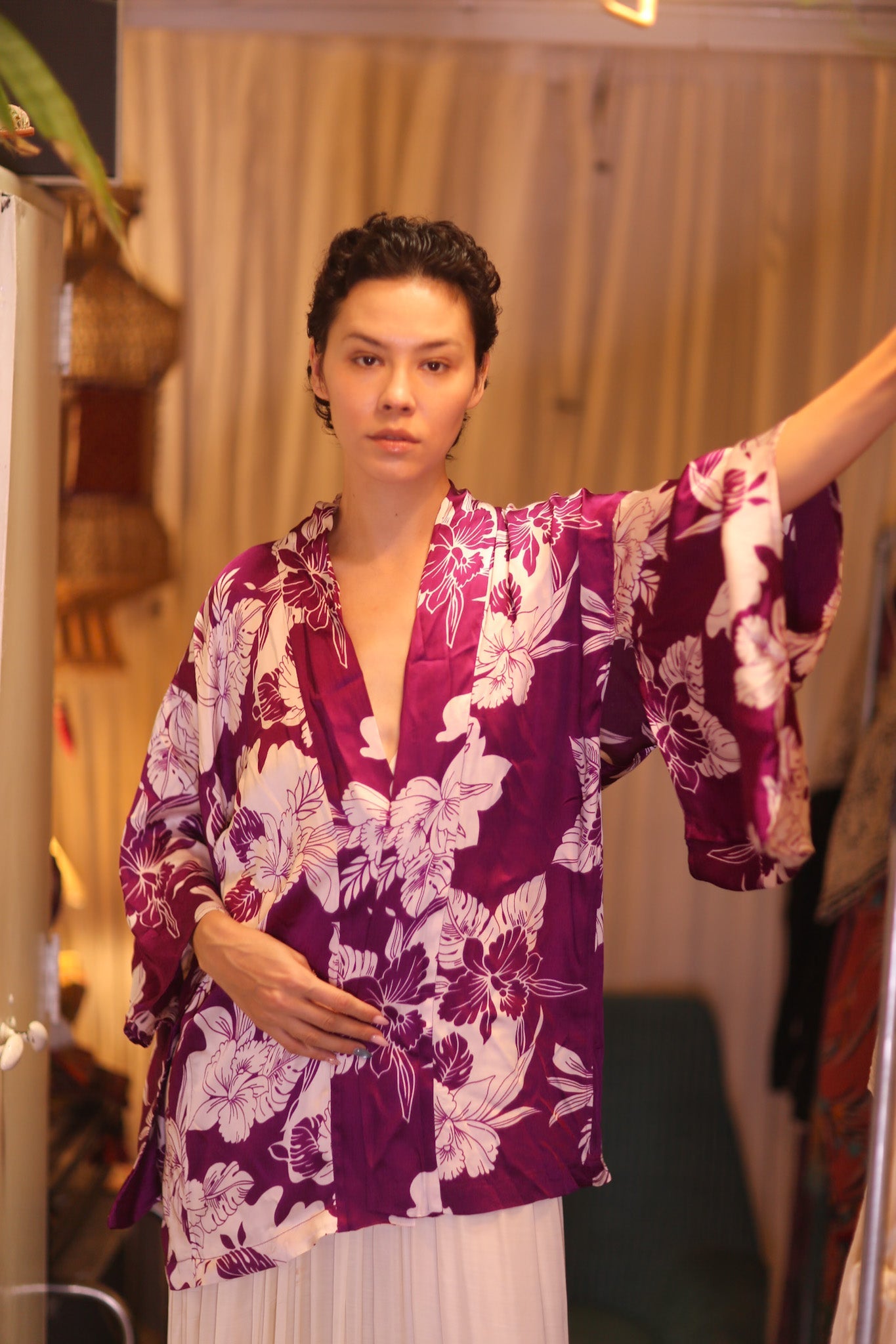 SILK SHORT WINGS KIMONO SPRING - BANGKOK TAILOR CLOTHING STORE - HANDMADE CLOTHING