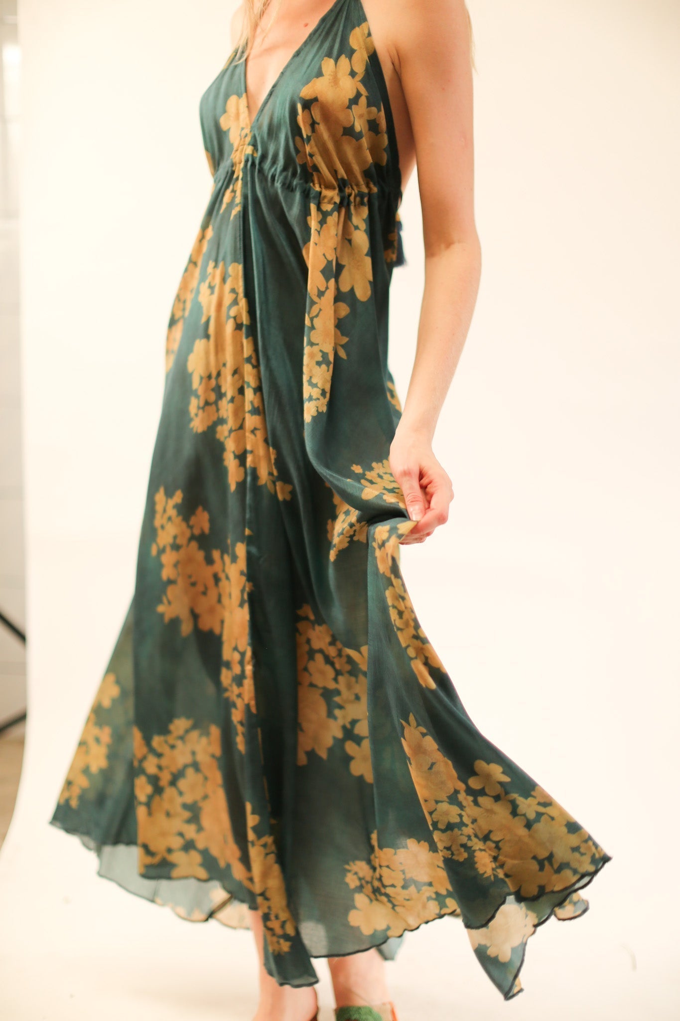 SILK SHOULDER DRESS ELA - BANGKOK TAILOR CLOTHING STORE - HANDMADE CLOTHING