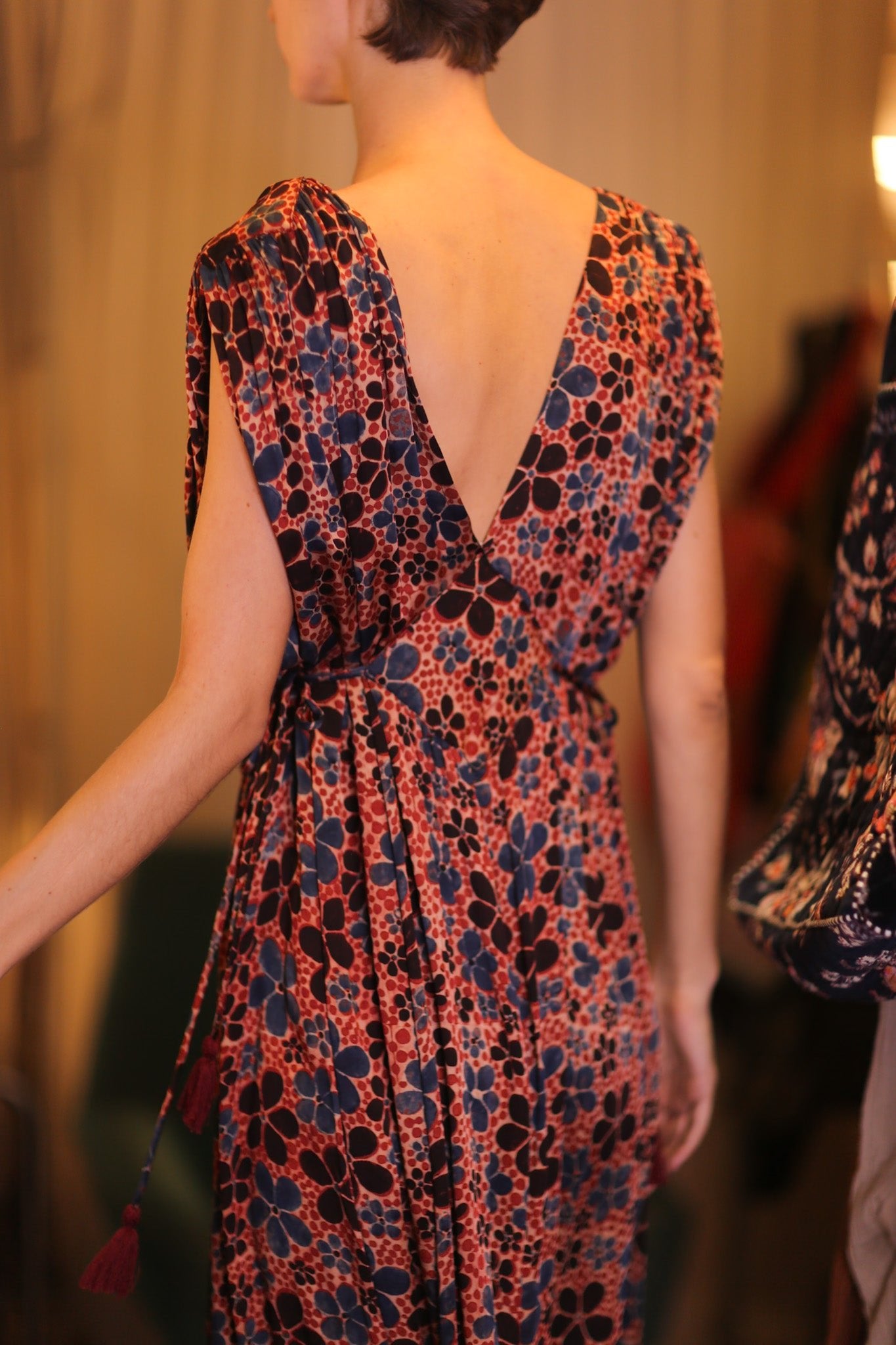 SILK VICTORIA DRESS FRANGIPANI - BANGKOK TAILOR CLOTHING STORE - HANDMADE CLOTHING