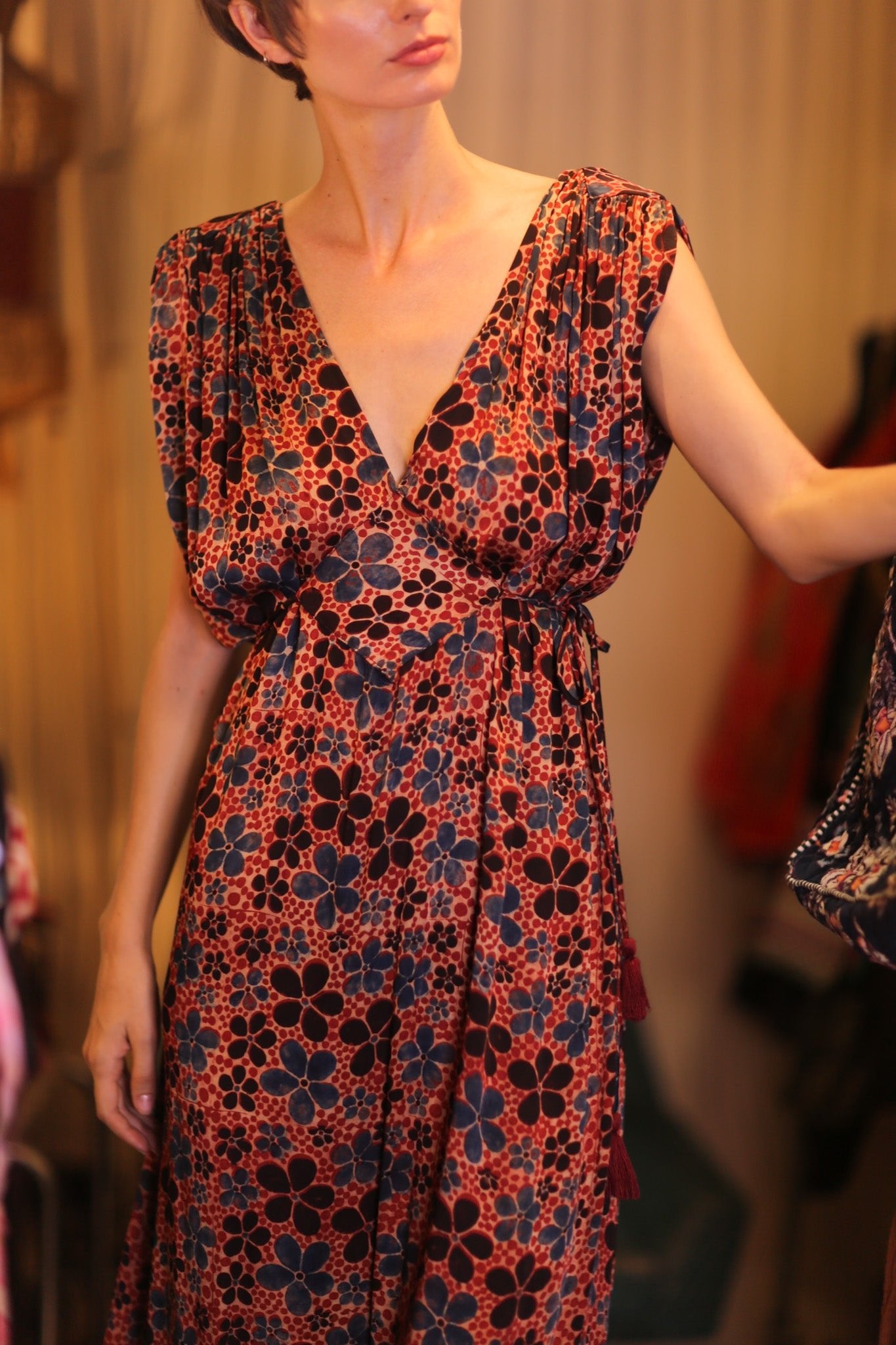 SILK VICTORIA DRESS FRANGIPANI - BANGKOK TAILOR CLOTHING STORE - HANDMADE CLOTHING