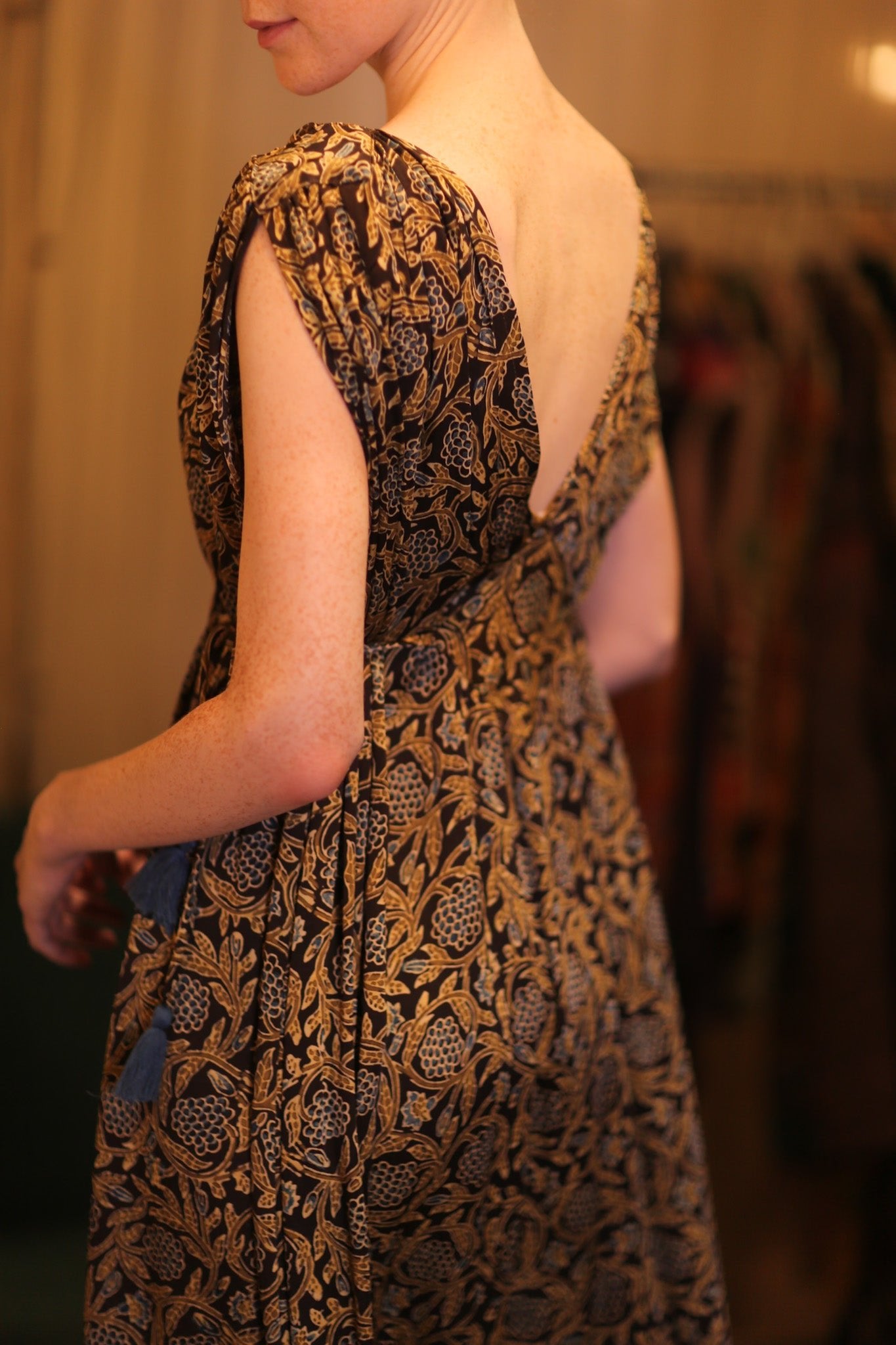 SILK VICTORIA DRESS PANSY - BANGKOK TAILOR CLOTHING STORE - HANDMADE CLOTHING