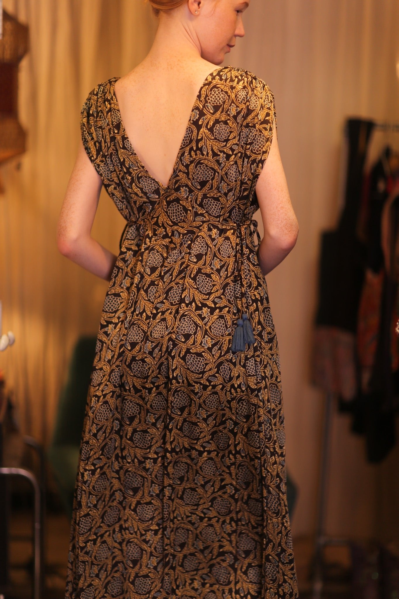 SILK VICTORIA DRESS PANSY - BANGKOK TAILOR CLOTHING STORE - HANDMADE CLOTHING