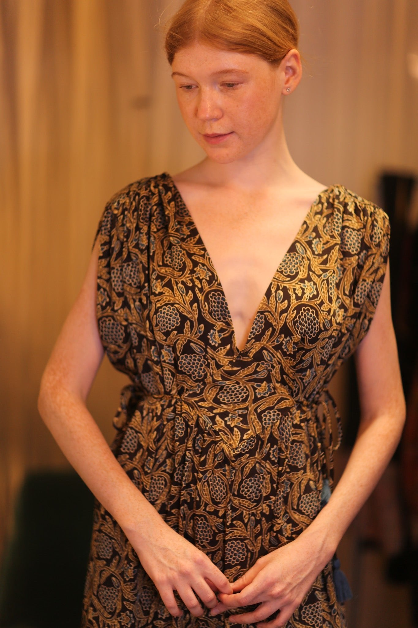 SILK VICTORIA DRESS PANSY - BANGKOK TAILOR CLOTHING STORE - HANDMADE CLOTHING