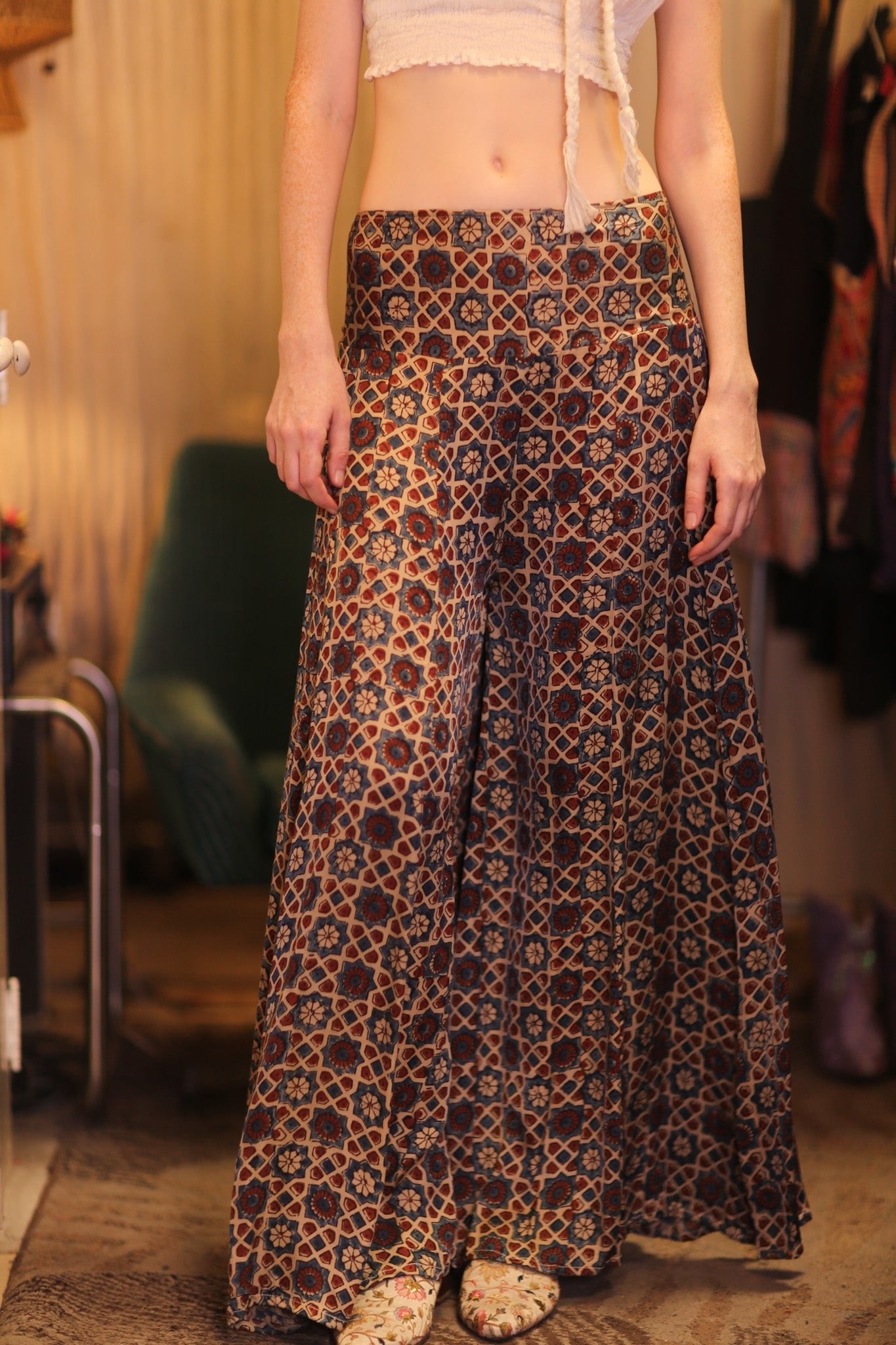 SILK WIDE LEG LONG PANT MHANKWET - BANGKOK TAILOR CLOTHING STORE - HANDMADE CLOTHING