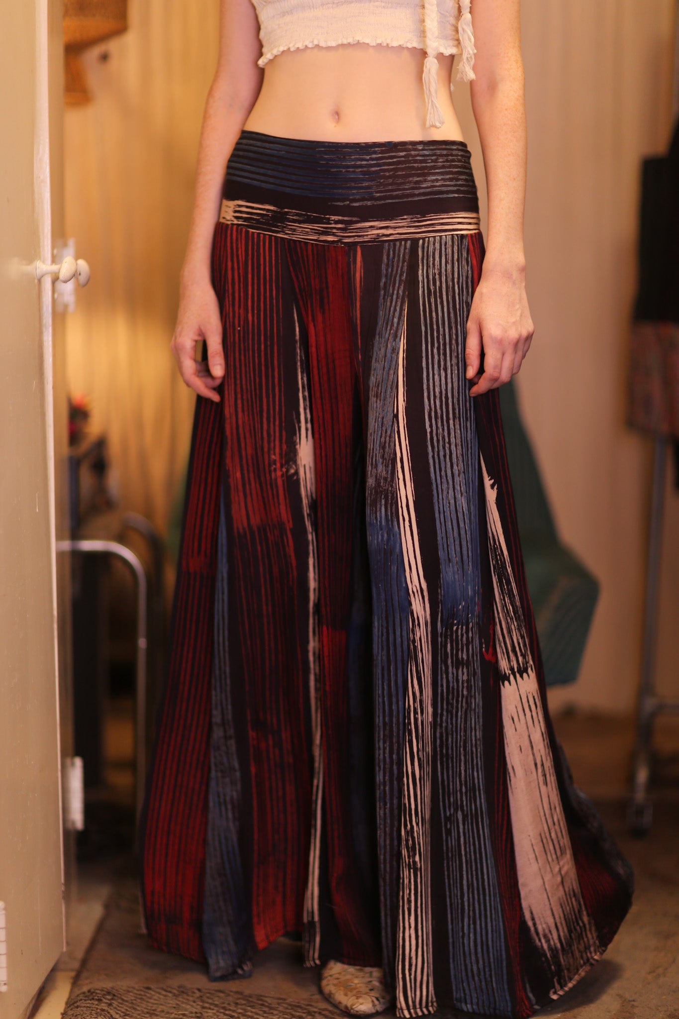 SILK WIDE LEG LONG PANTS RUBY NEO - BANGKOK TAILOR CLOTHING STORE - HANDMADE CLOTHING