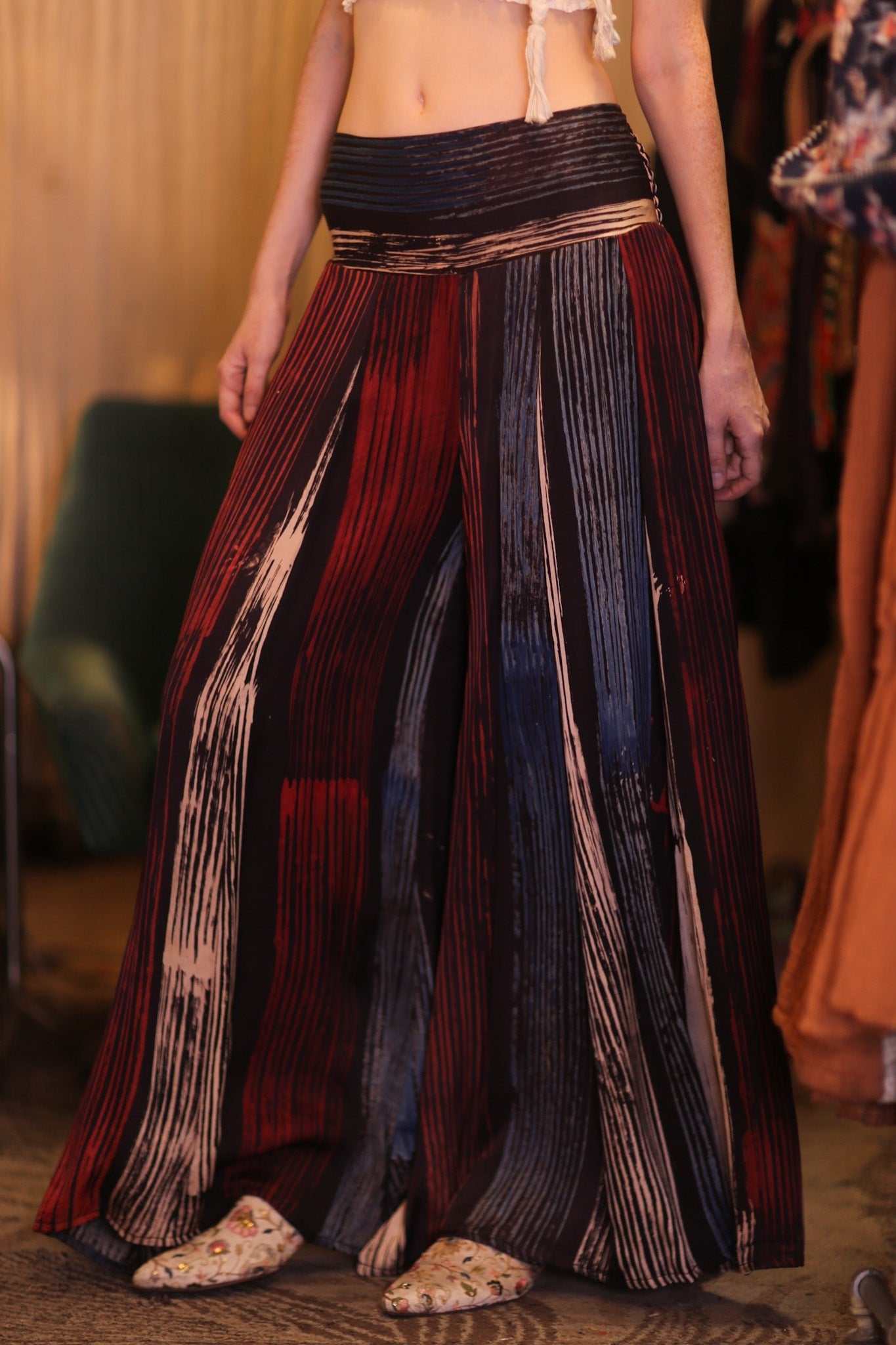 SILK WIDE LEG LONG PANTS RUBY NEO - BANGKOK TAILOR CLOTHING STORE - HANDMADE CLOTHING