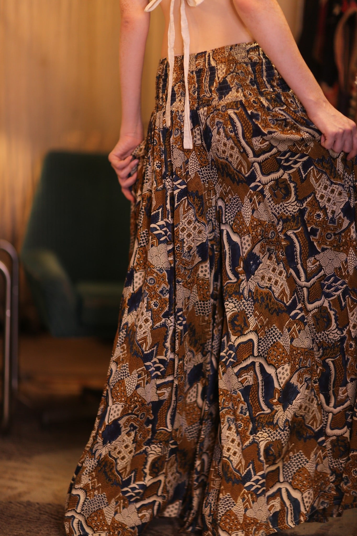 SILK WIDE LEGS LONG PANTS BATIK - BANGKOK TAILOR CLOTHING STORE - HANDMADE CLOTHING