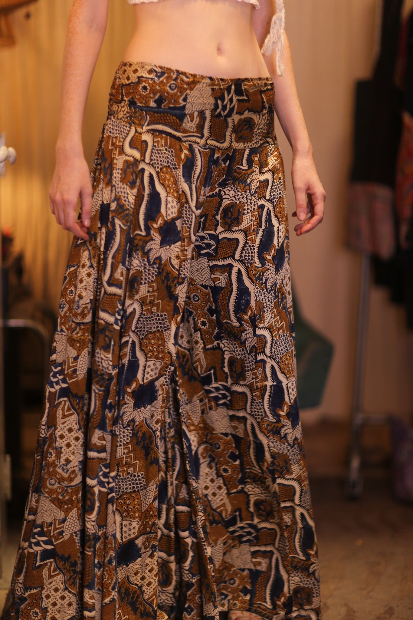 SILK WIDE LEGS LONG PANTS BATIK - BANGKOK TAILOR CLOTHING STORE - HANDMADE CLOTHING
