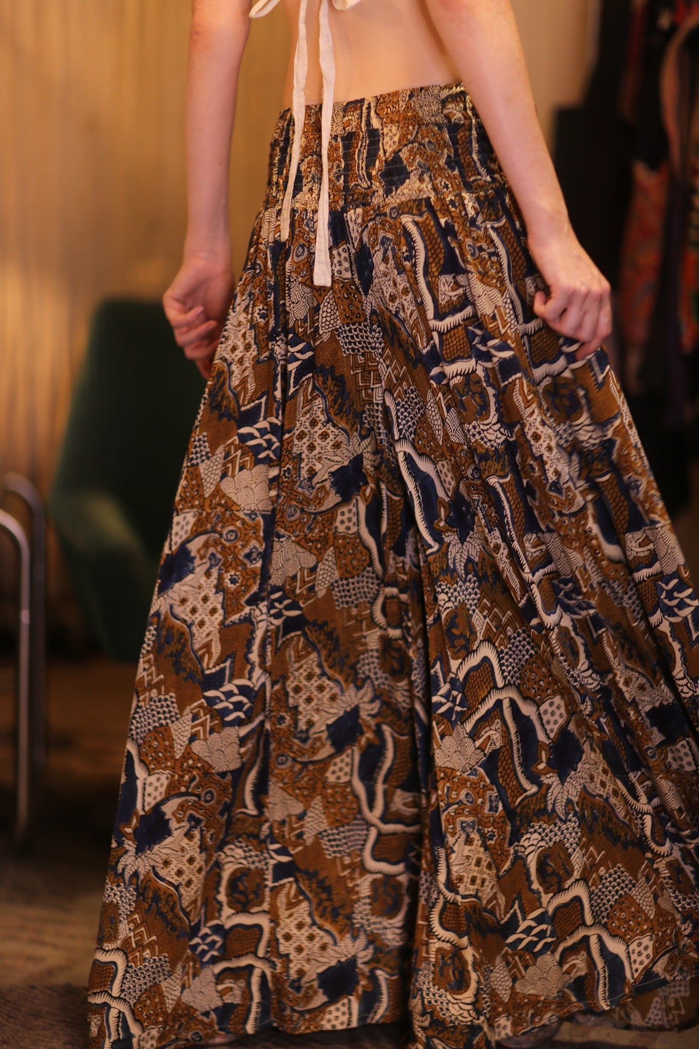 SILK WIDE LEGS LONG PANTS BATIK - BANGKOK TAILOR CLOTHING STORE - HANDMADE CLOTHING