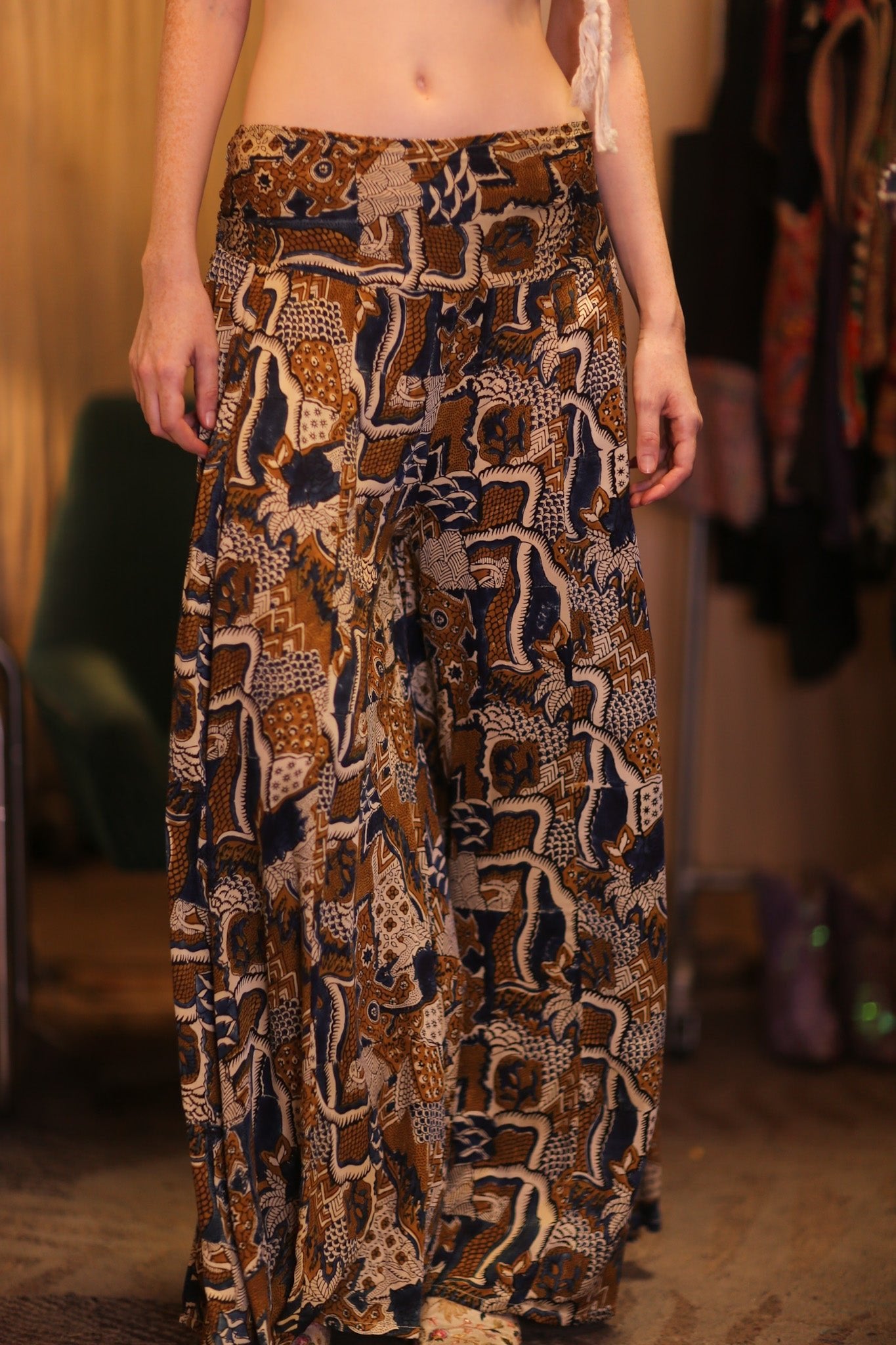 SILK WIDE LEGS LONG PANTS BATIK - BANGKOK TAILOR CLOTHING STORE - HANDMADE CLOTHING