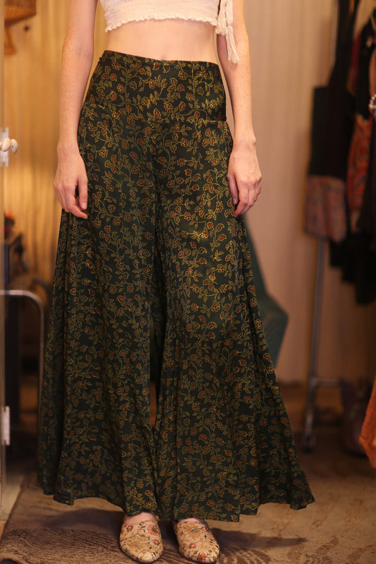 SIlK WIDE LEGS LONG PANTS RUBY FLAMBOYANT - BANGKOK TAILOR CLOTHING STORE - HANDMADE CLOTHING