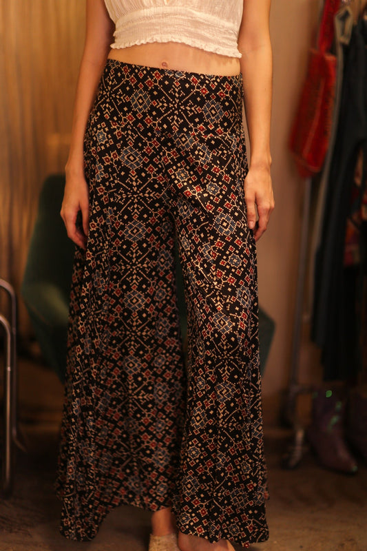 SILK WIDE LEGS LONG PANTS RUBY JEWEL - BANGKOK TAILOR CLOTHING STORE - HANDMADE CLOTHING
